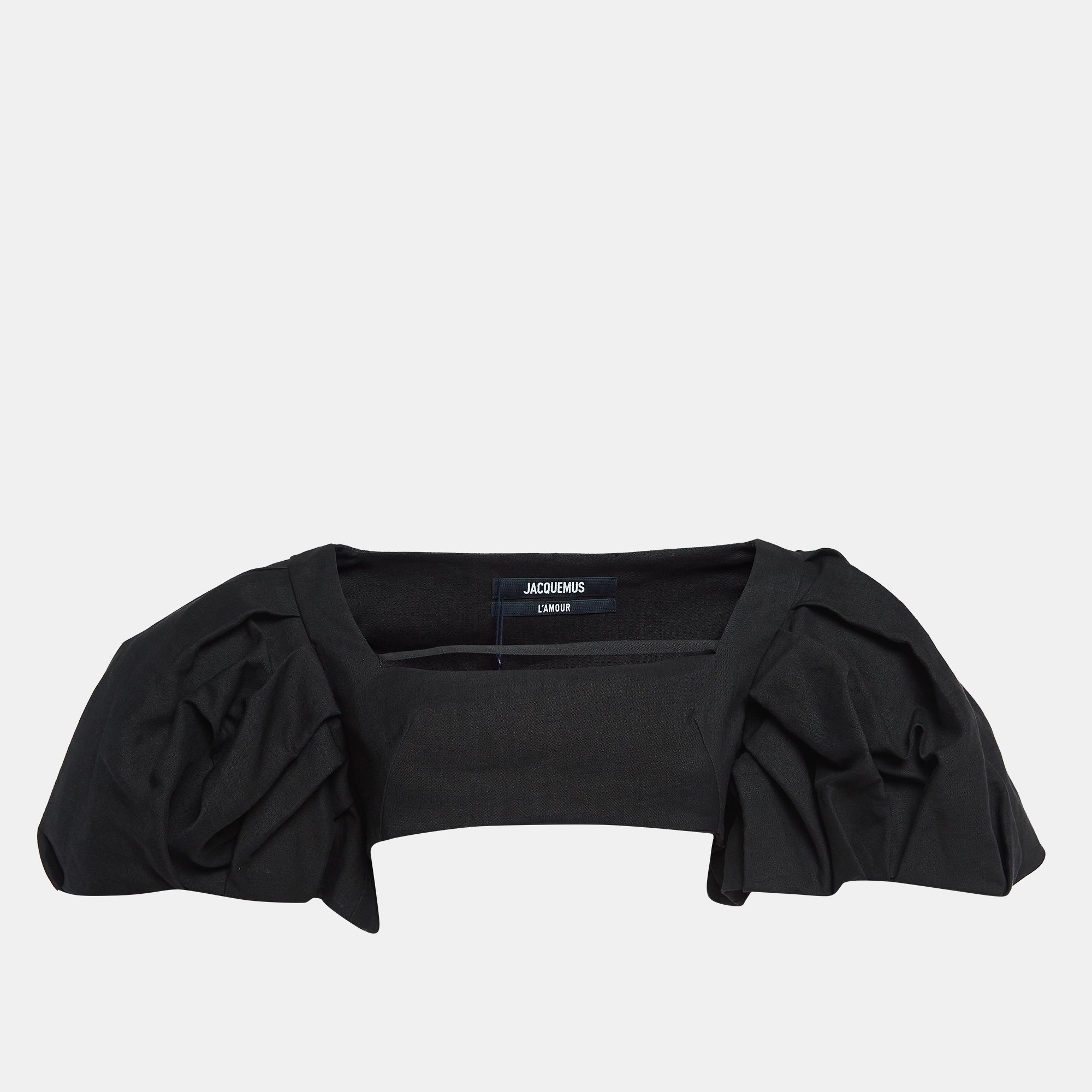 

Jacquemus Black Wool Blend Exaggerated Sleeve Le Haut Camargue Top M