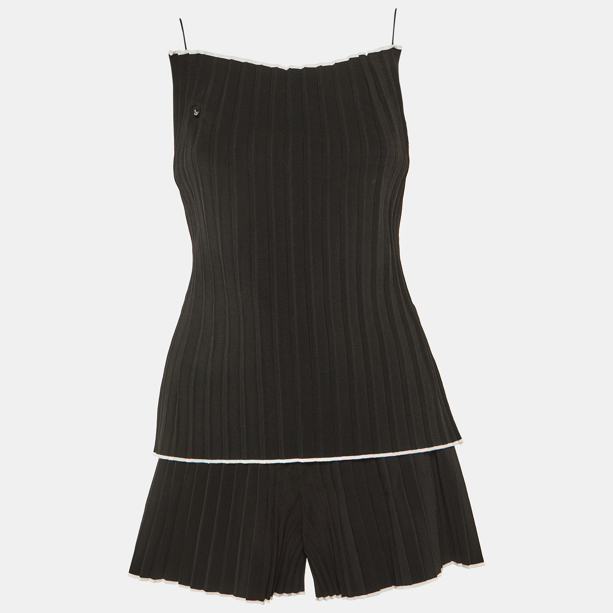 

Jacquemus Black Plisse Maille Top & Shorts Set M