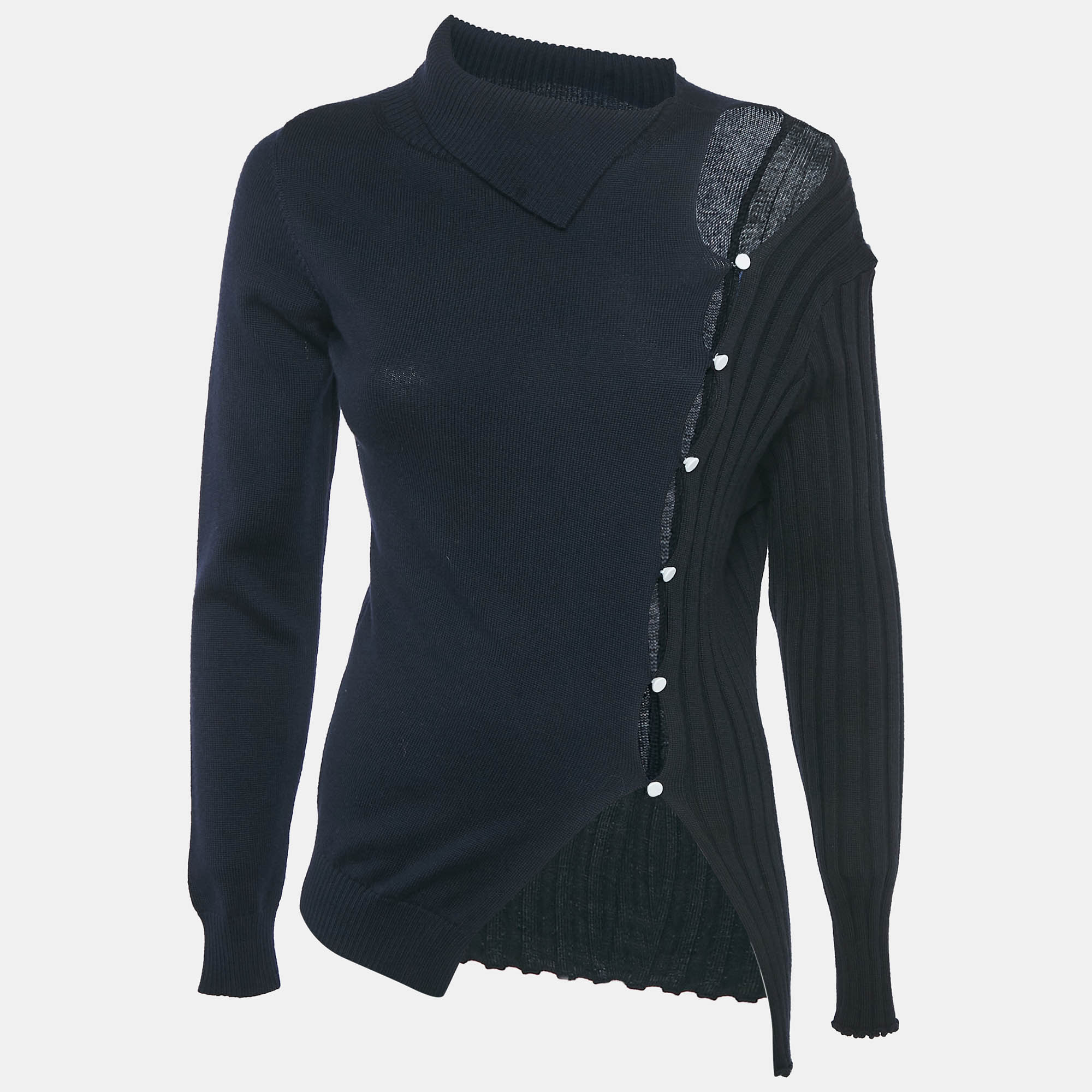 

Jacquemus Navy Blue /Black Wool Asymmetrical Cut -out Sweater S