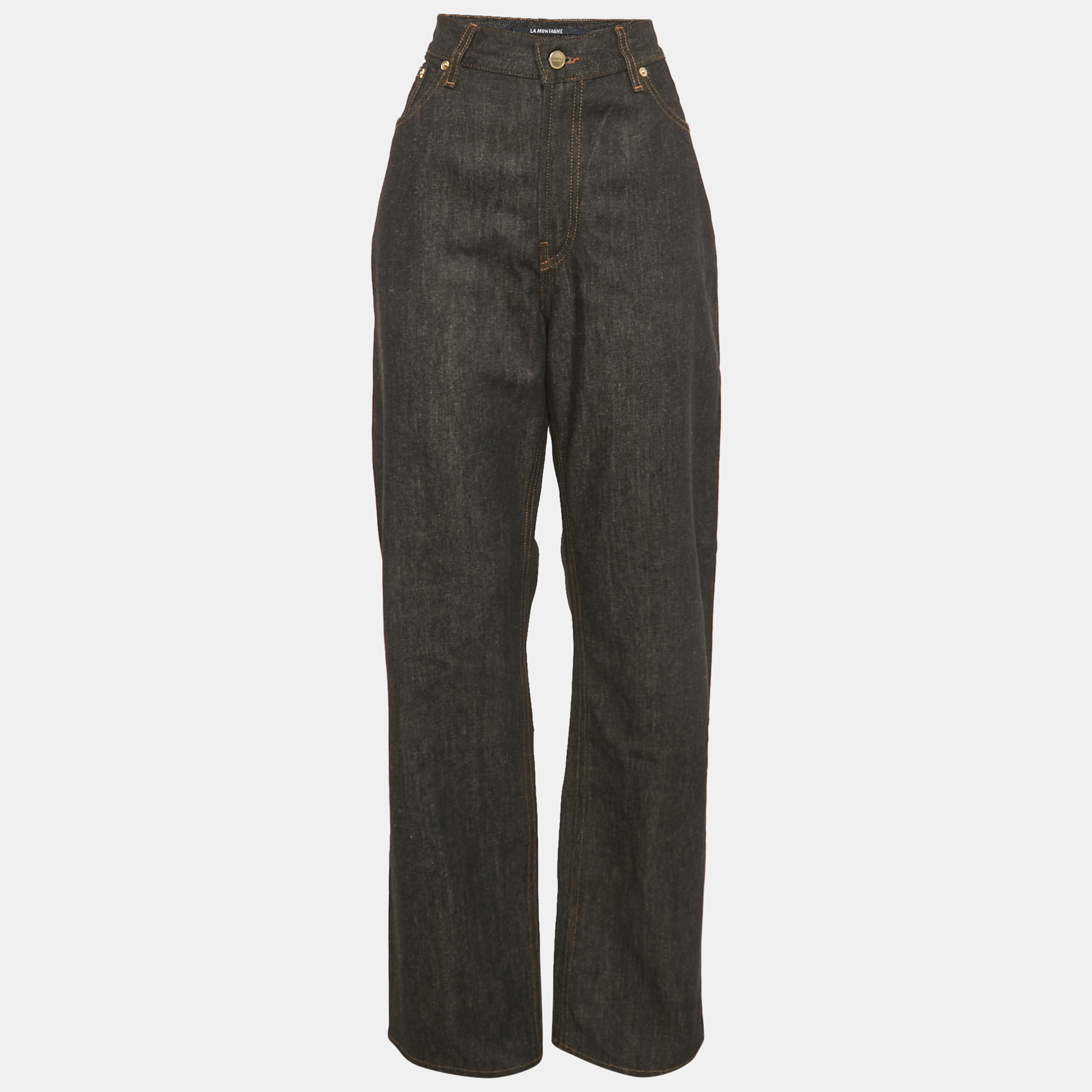 Jacquemus Navy Blue Denim Straight Fit LA Montagne Jeans S Waist 34""