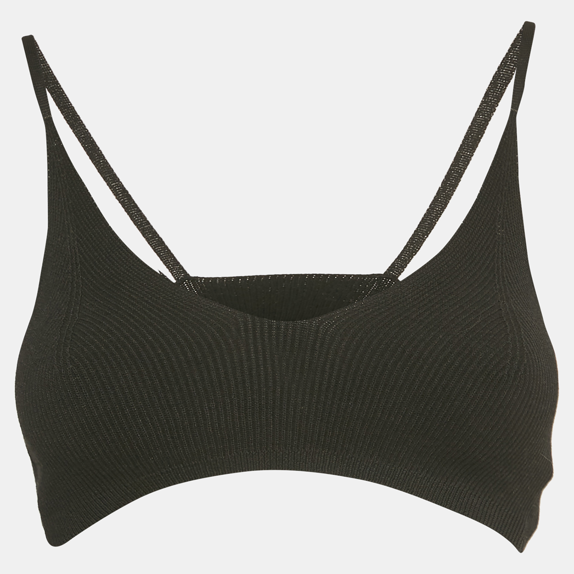 Pre-owned Jacquemus Black Rib Knit Le Bandeau Bralette Top S
