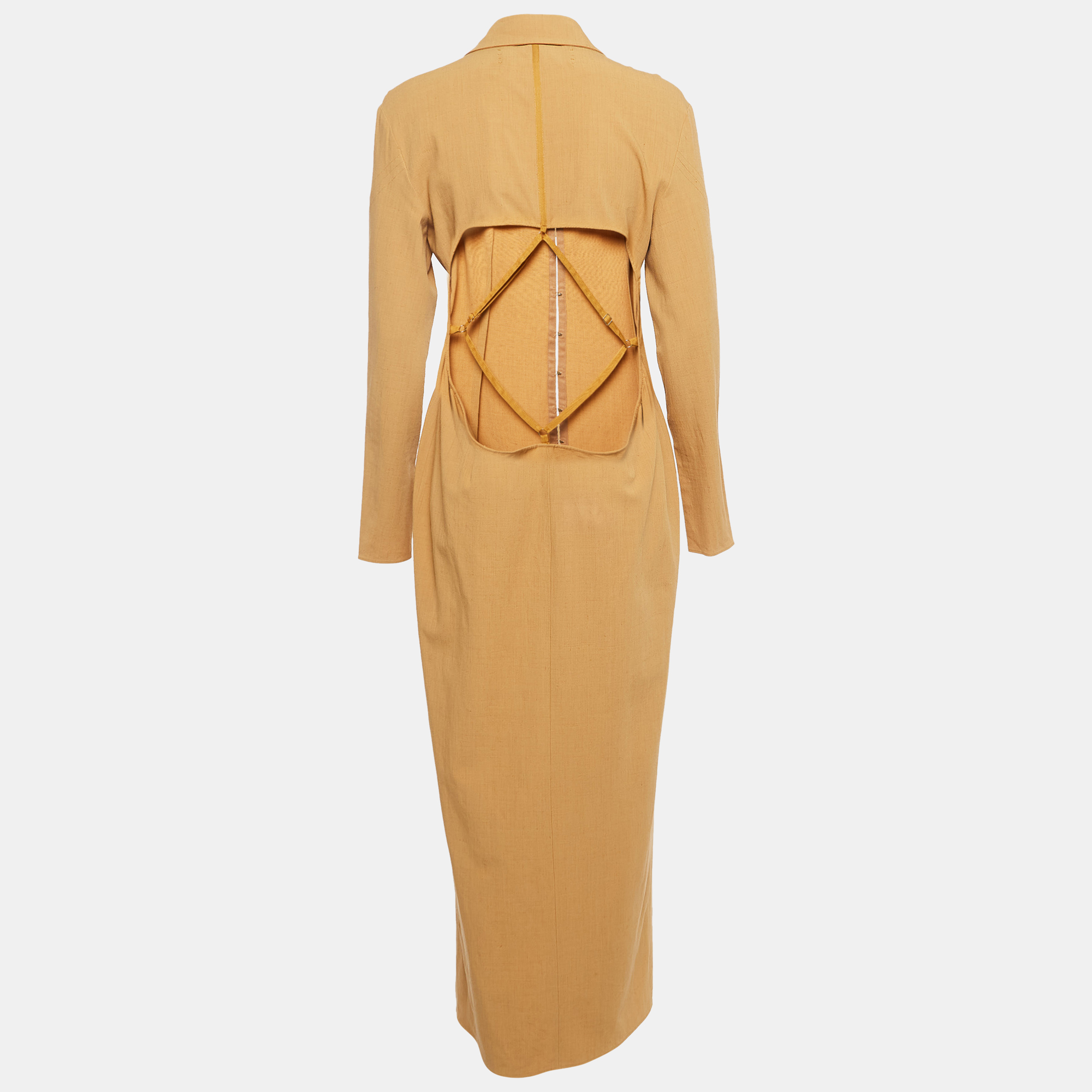 

Jacquemus Camel Brown Linen Blend Long Dress