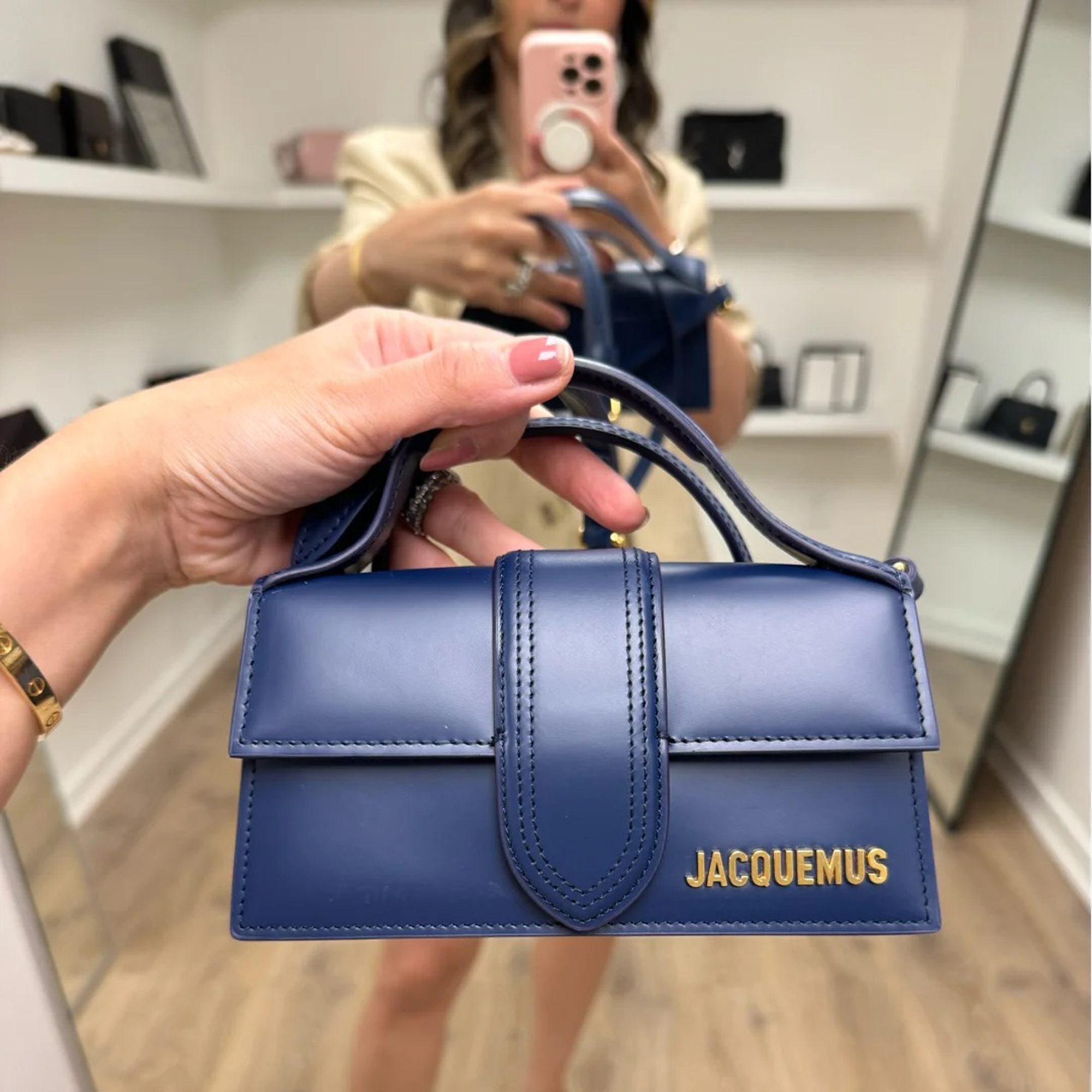 

Jacquemus Navy Blue Leather Le Bambino Bag
