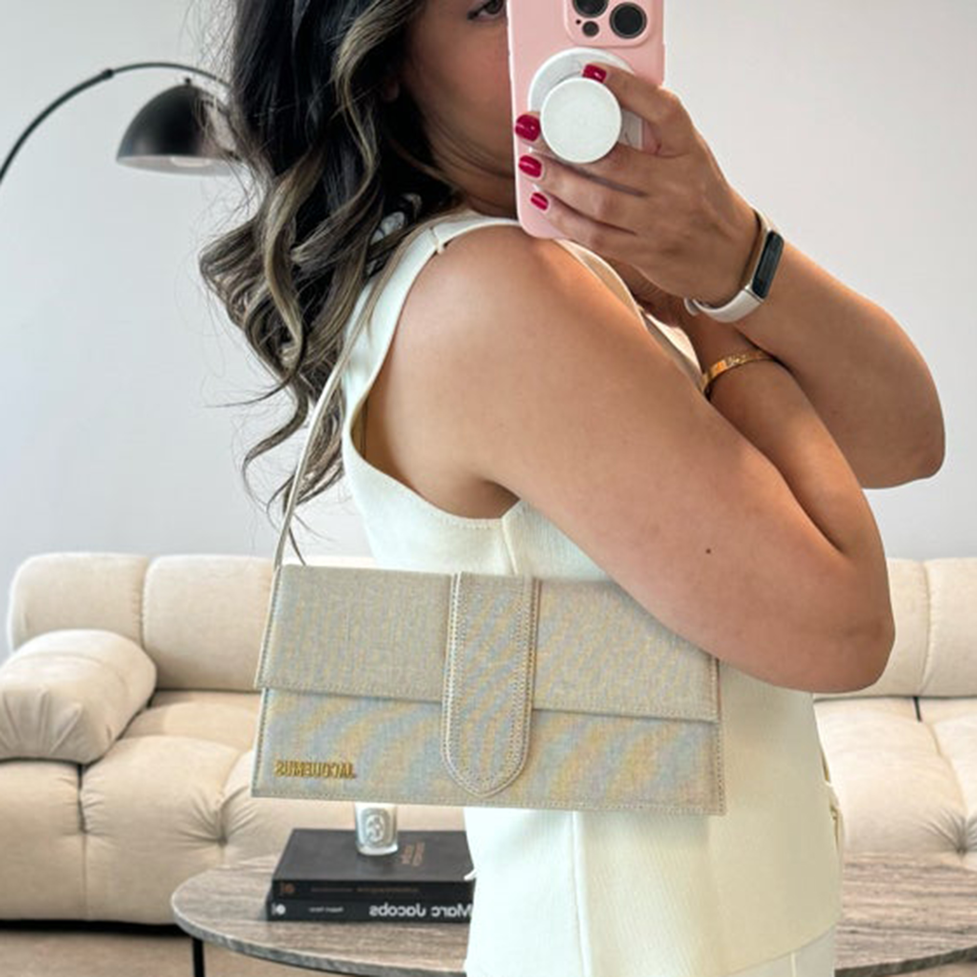 

Jacquemus Beige Linen Le Long Bambino Bag