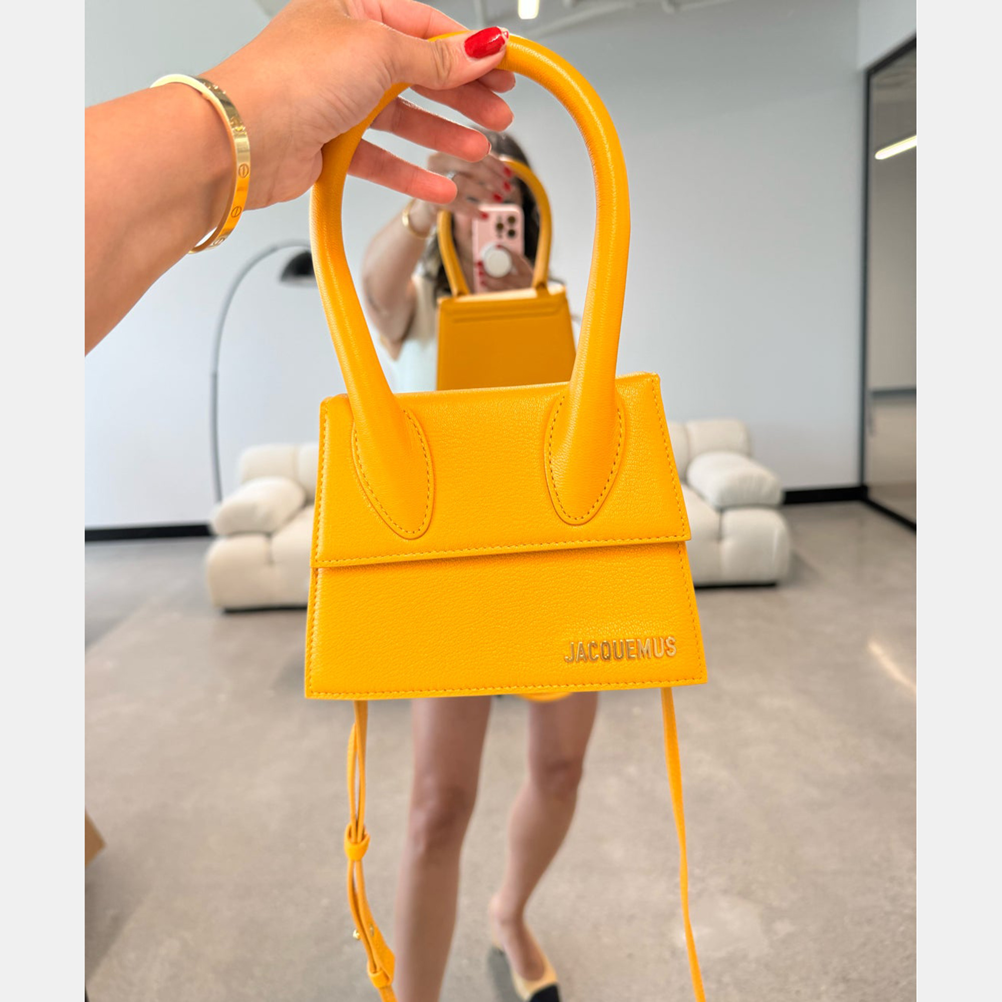 

Jacquemus Orange Grained Leather Moyen Bag