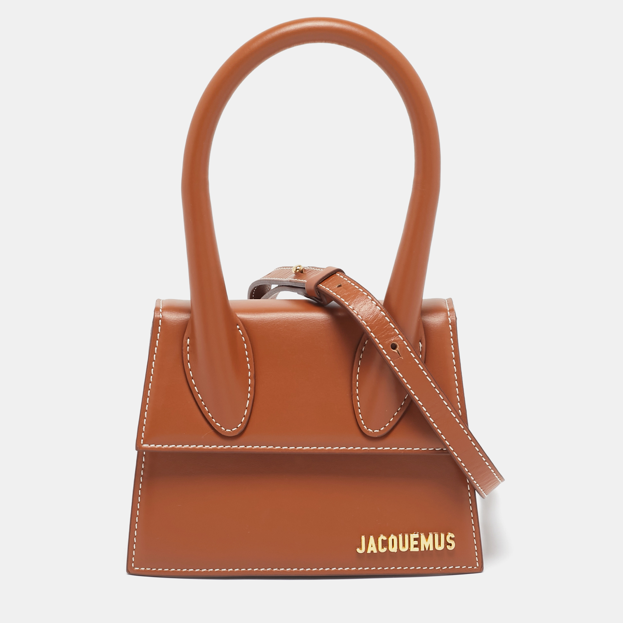 

Jacquemus Brown Leather Le Chiquito Moyen Top Handle Bag