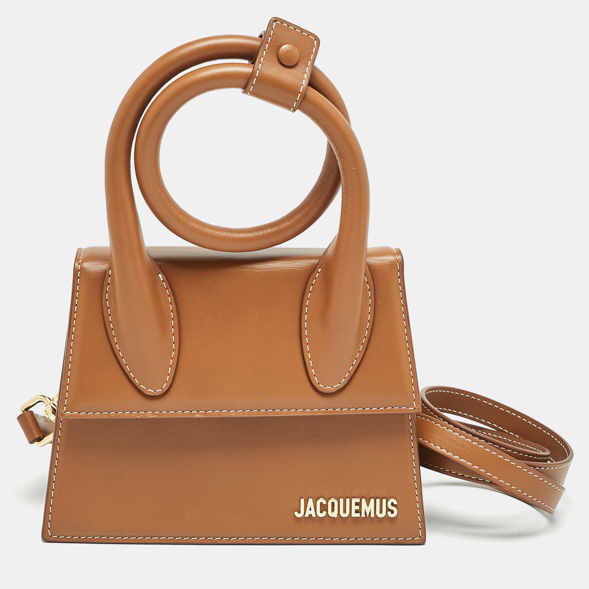 

Jacquemus Brown Leather Le Chiquito Noeud Top Handle Bag