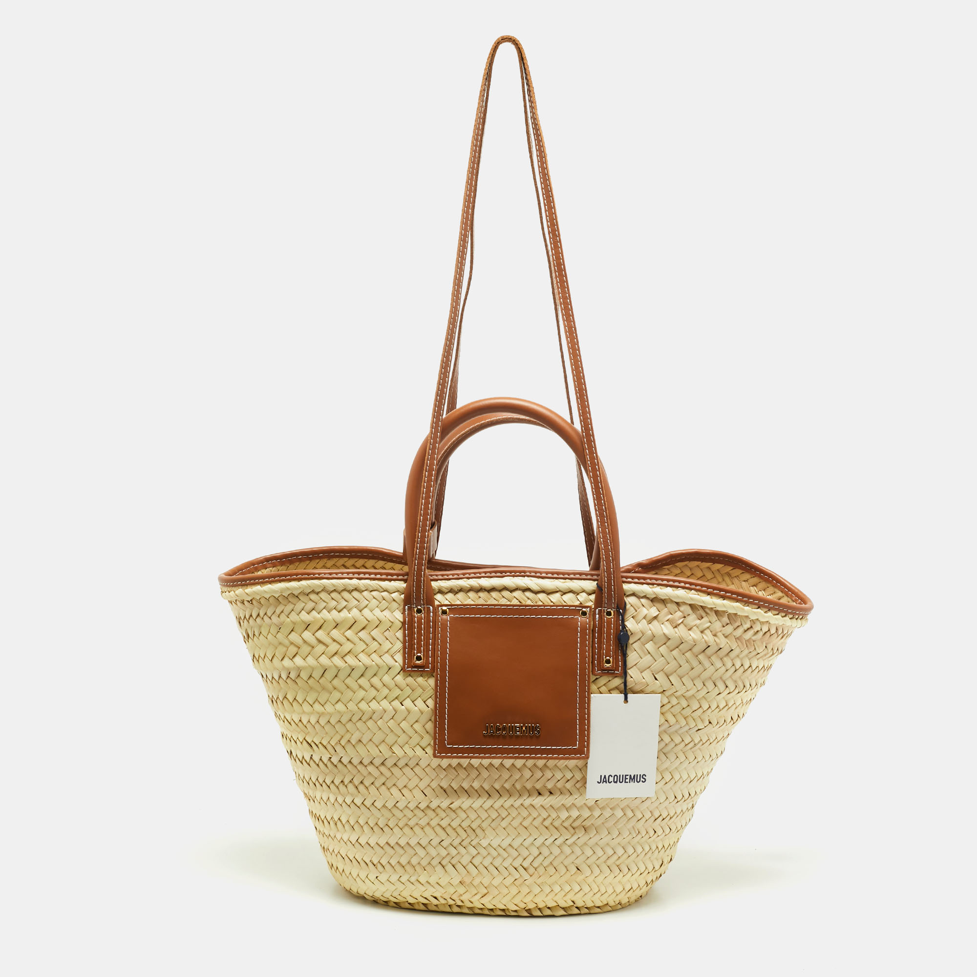 

Jacquemus Tan/Natural Raffia The Soli Basket Tote