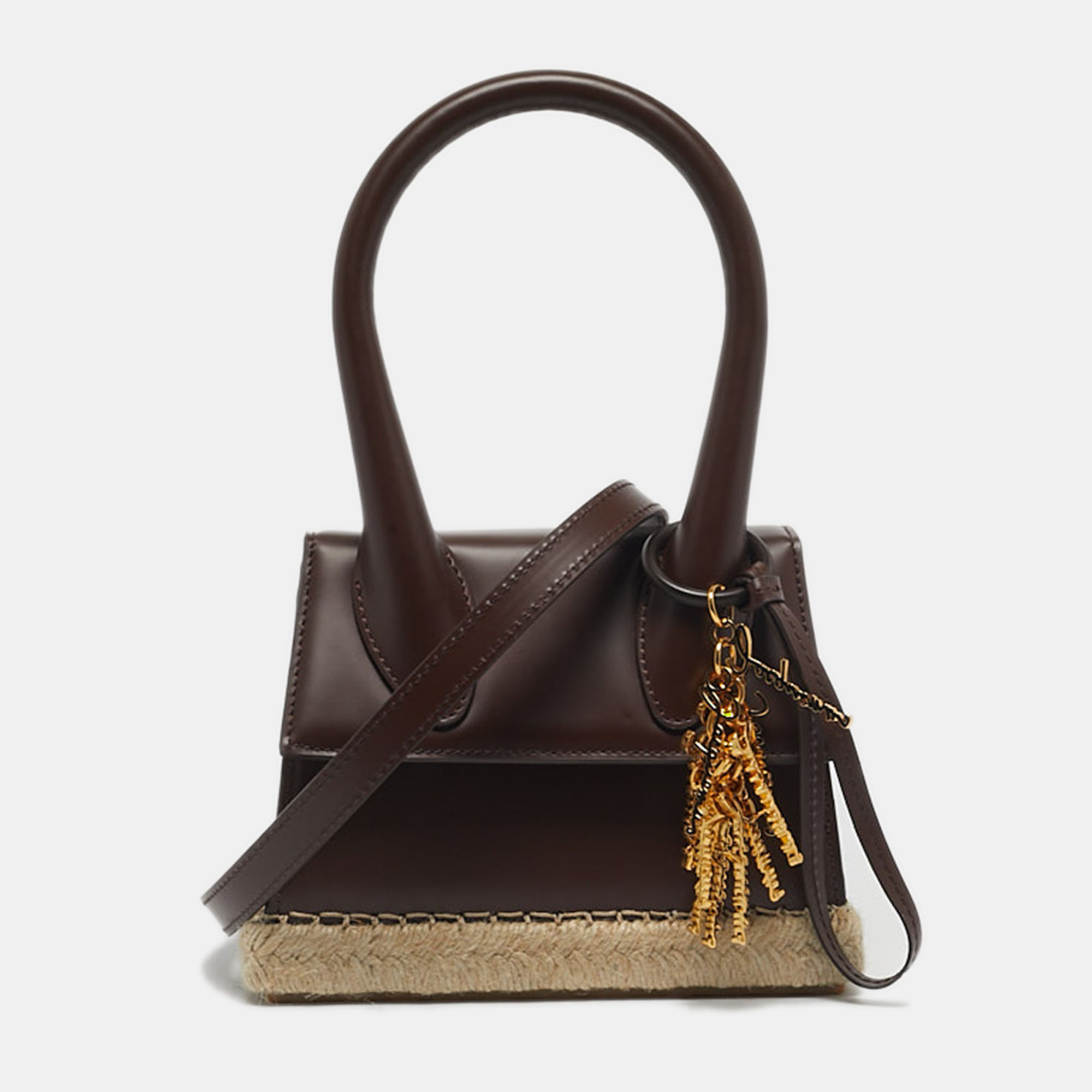 

Jacquemus Cacao Leather Le Chiquito Moyen Cordao Top Handle Bag, Brown