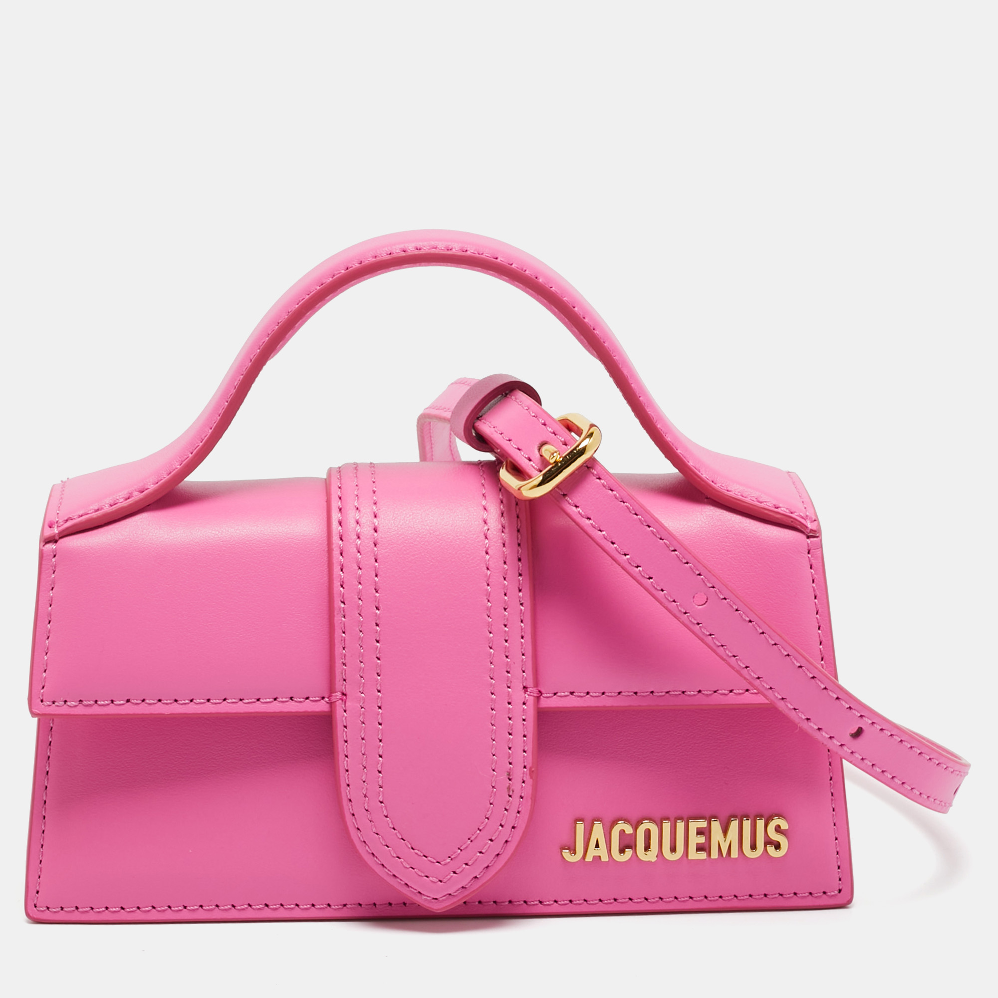 

Jacquemus Neon Pink Leather Mini Le Bambino Top Handle Bag