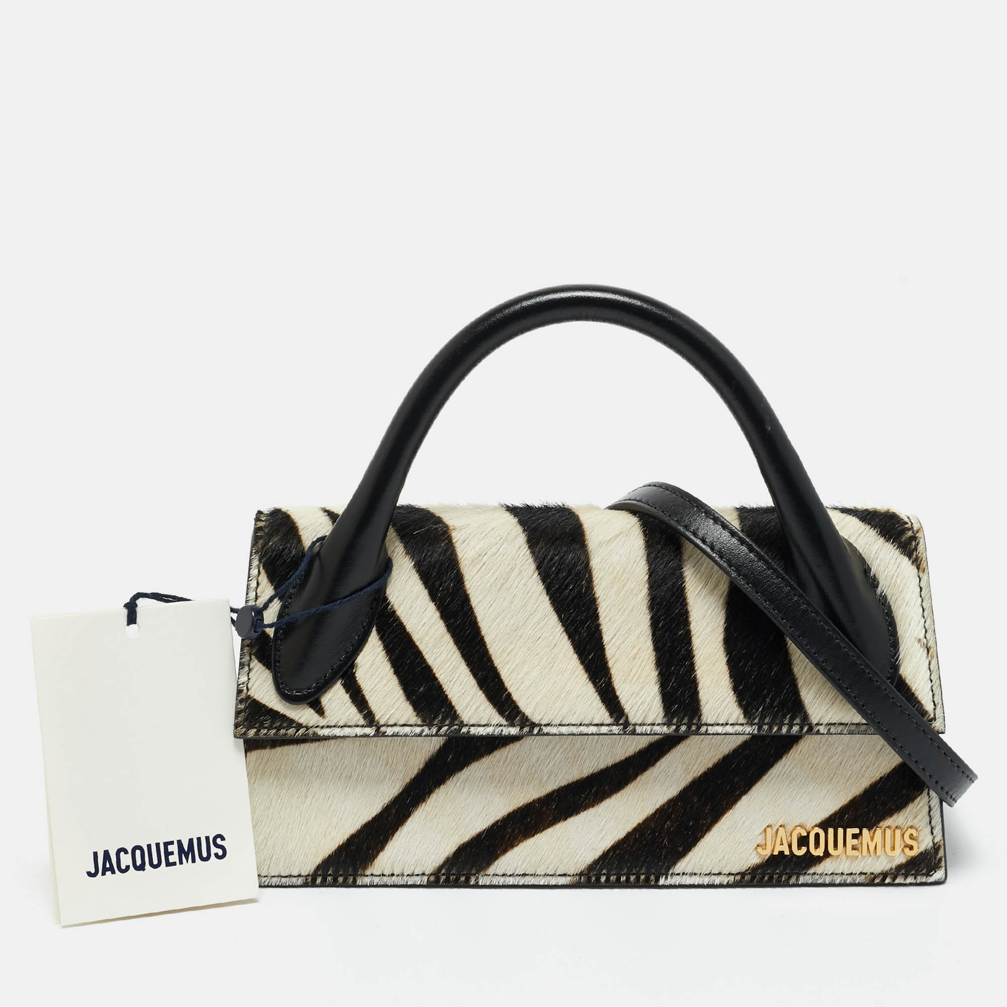 

Jacquemus Black/White Calf Hair Long Le Chiquito Top Handle Bag