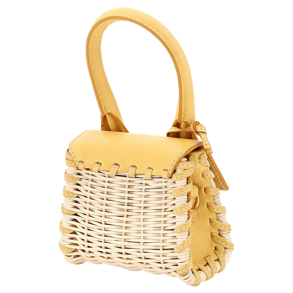 

Jacquemus Yellow Wicker/Leather Le Chiquito Micro Bag, Multicolor