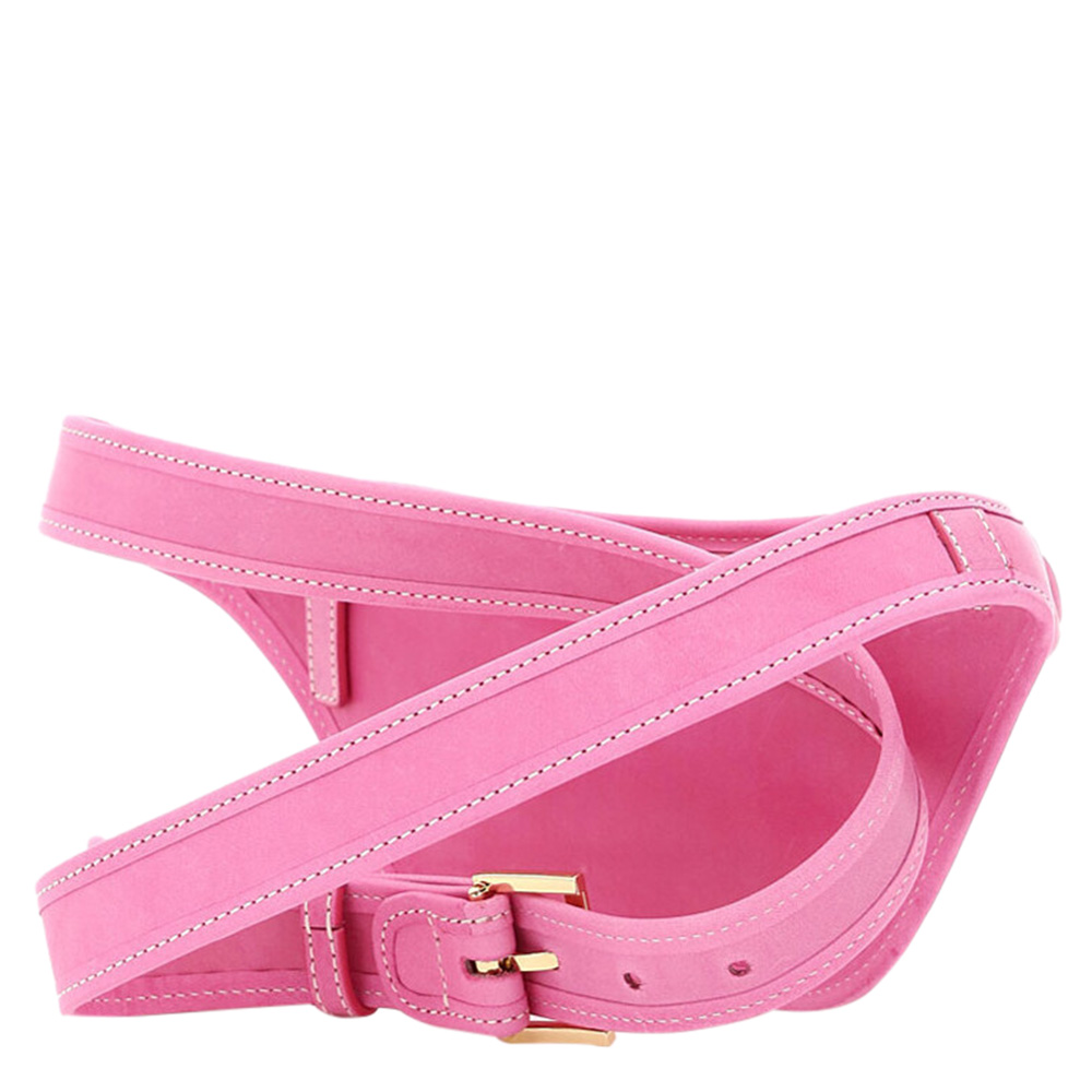 

Jacquemus Pink Leather La Banana Logo Plaque Belt Bag