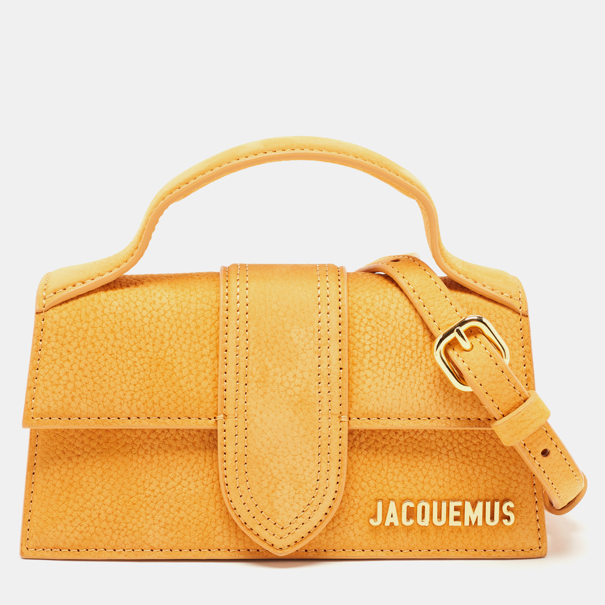 Pre Owned Jacquemus Orange Nubuck Leather Le Bambino Mini Top Handle Bag.