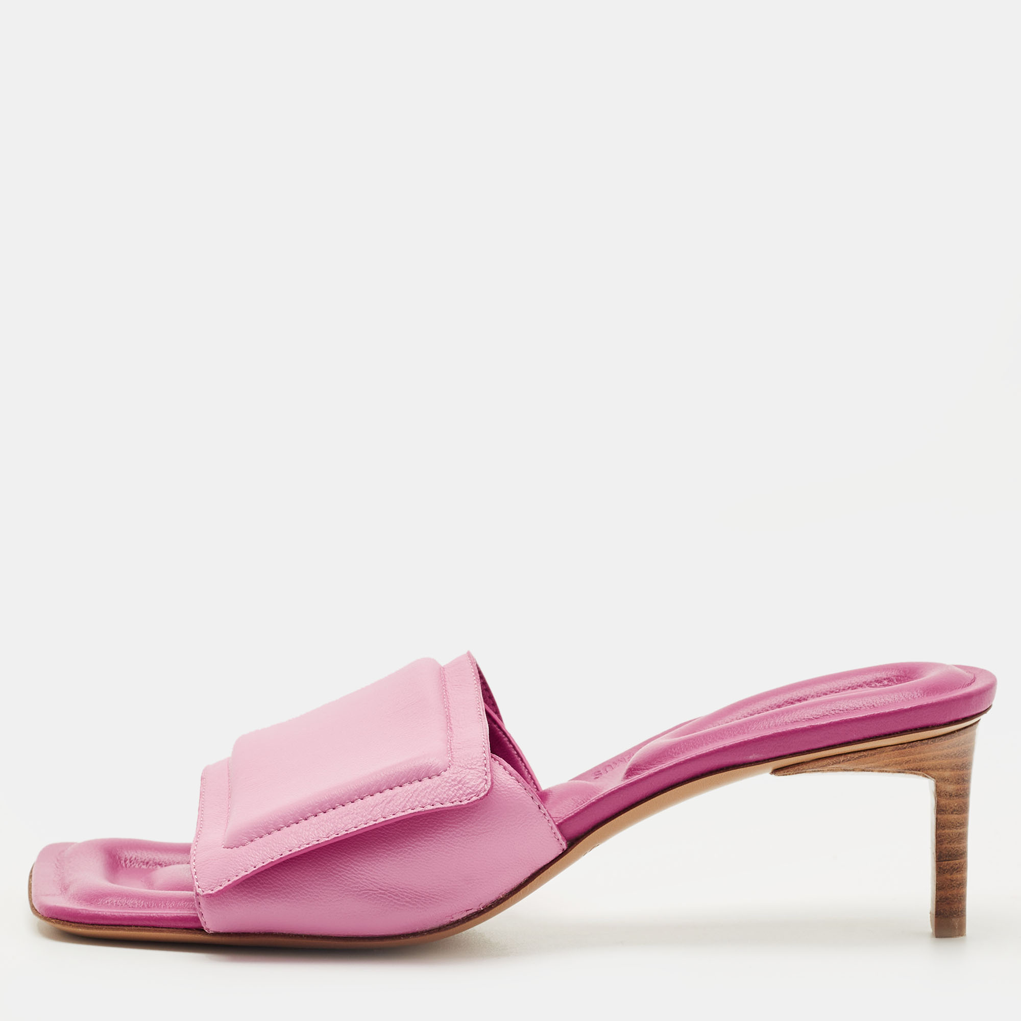 

Jacquemus Pink Leather Les Piscine Mules Size