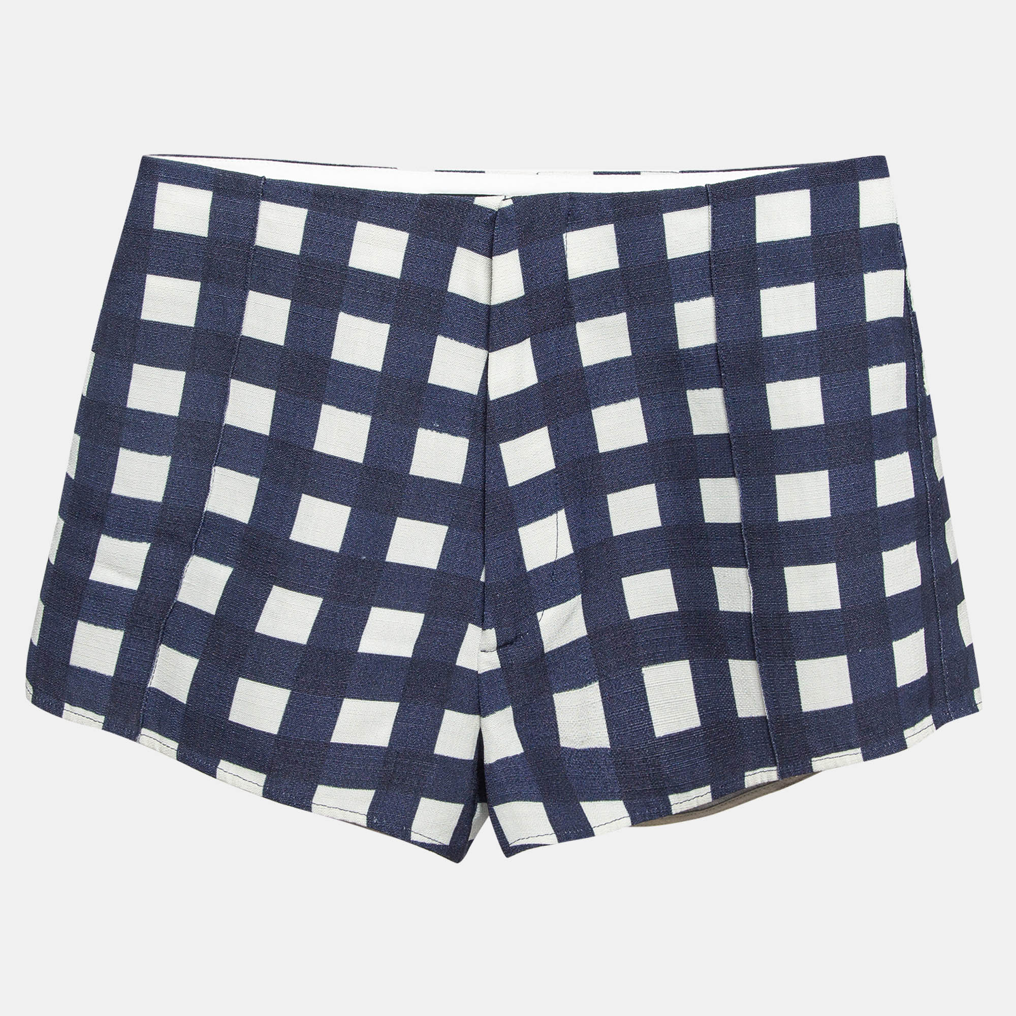 Pre-owned Jacquemus Blue Gingham Silk Blend Le Limao Shorts S