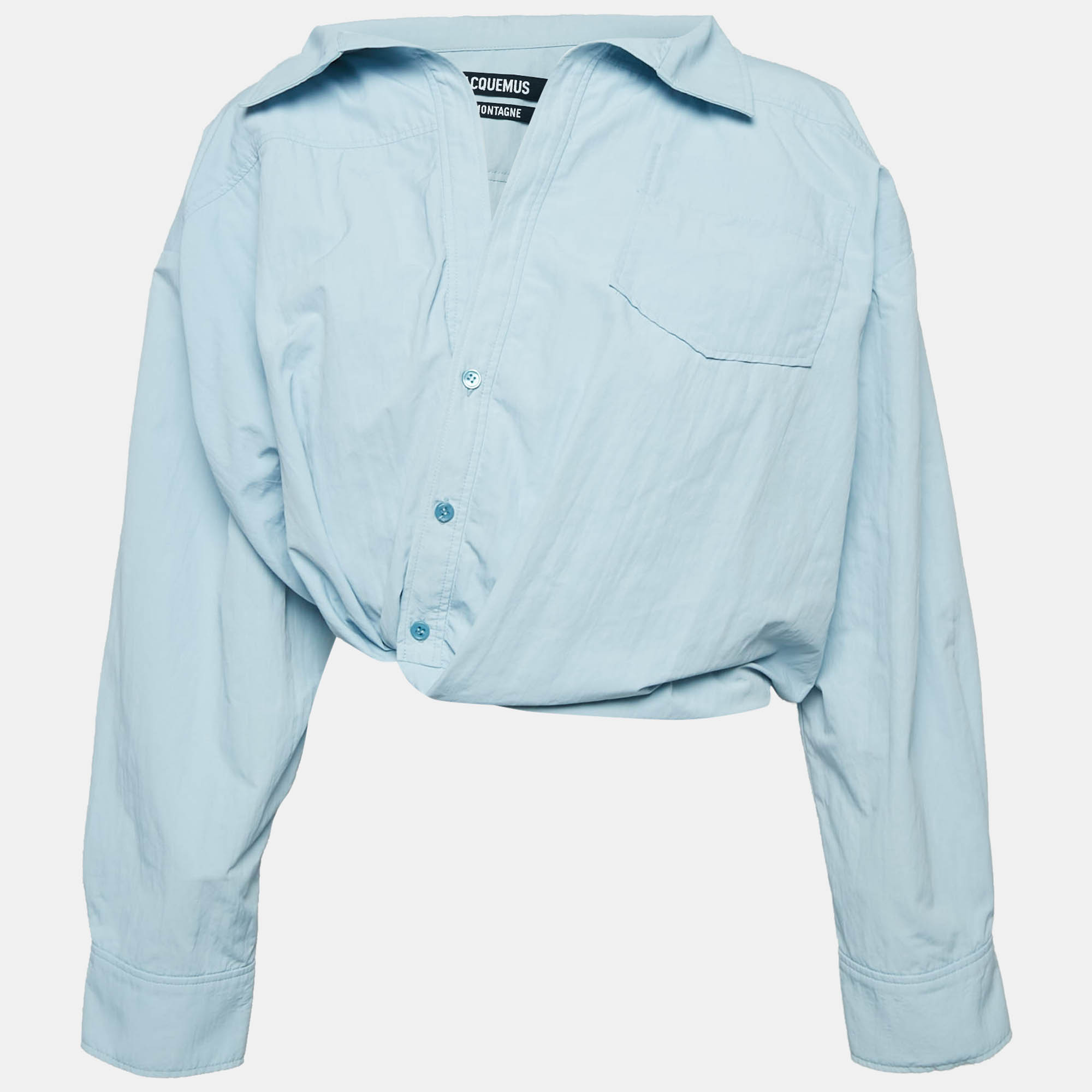 

Jacquemus Blue Nylon Bubble La Montagne Crop Shirt M