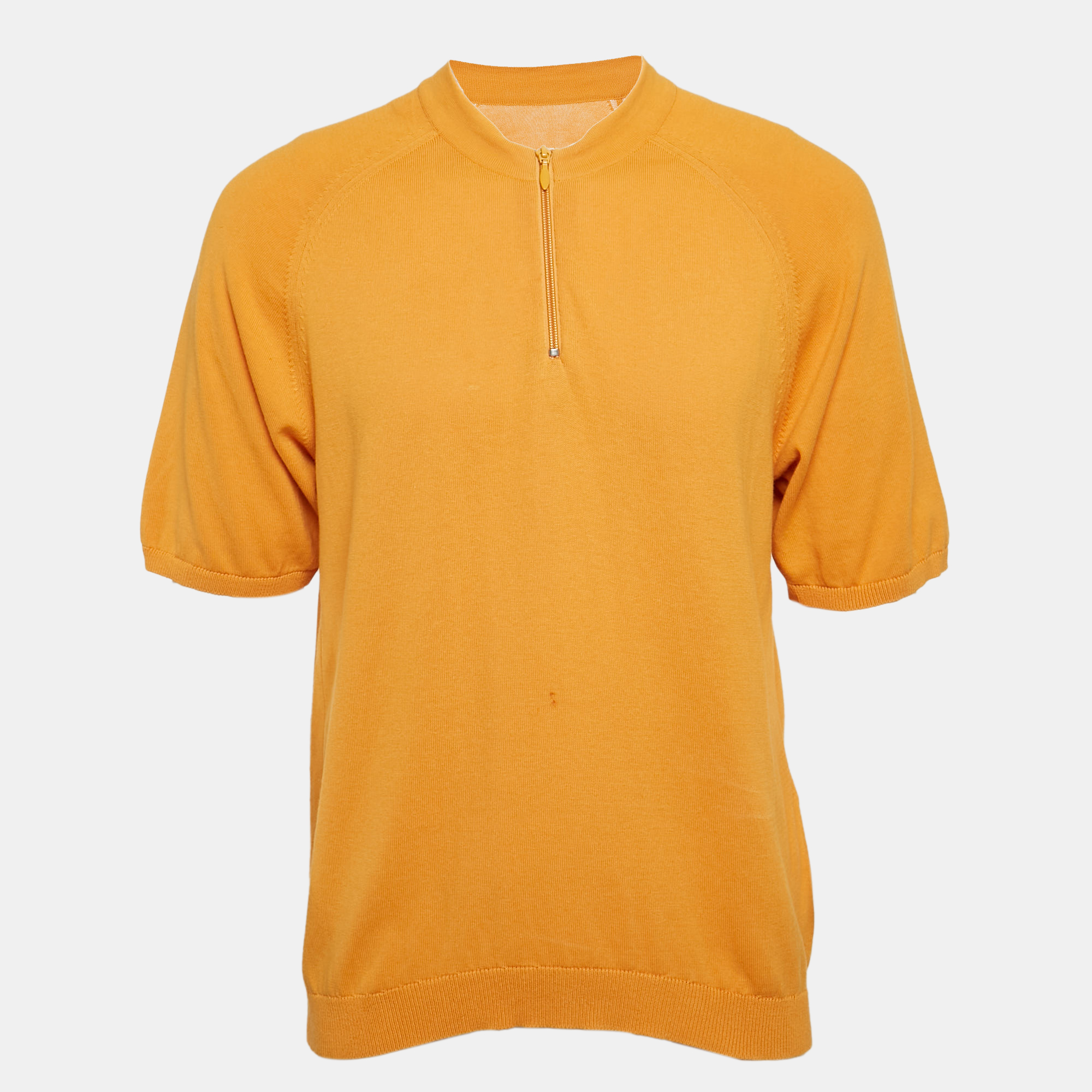 

Jacquemus Yellow Cotton Knit Short Sleeve Jumper L