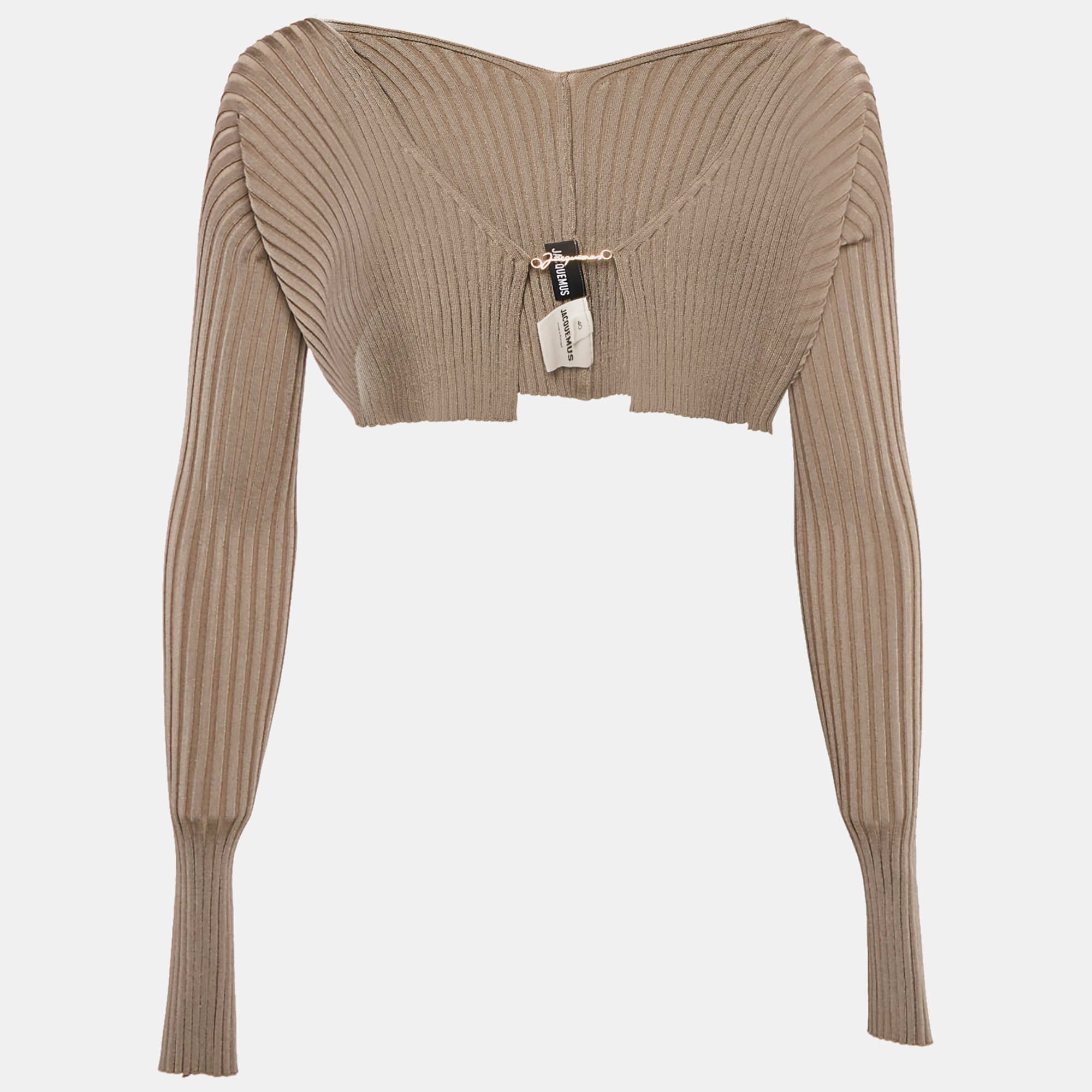 

Jacquemus Dark Beige Rib Knit La Maille Pralù Le Raphia Cardigan L