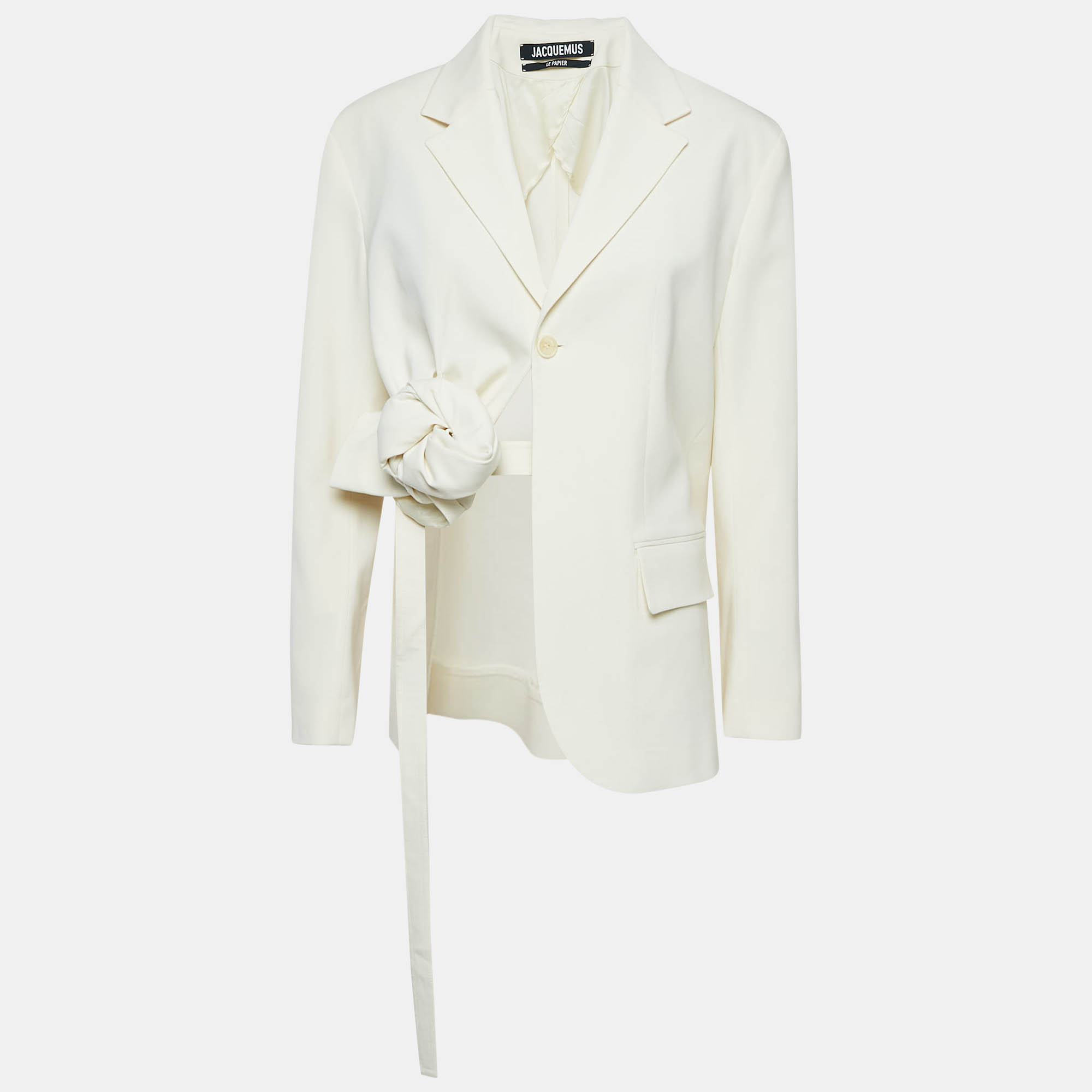 

Jacquemus Off-White Wool Knot Detail Baccala Le Papier Blazer L