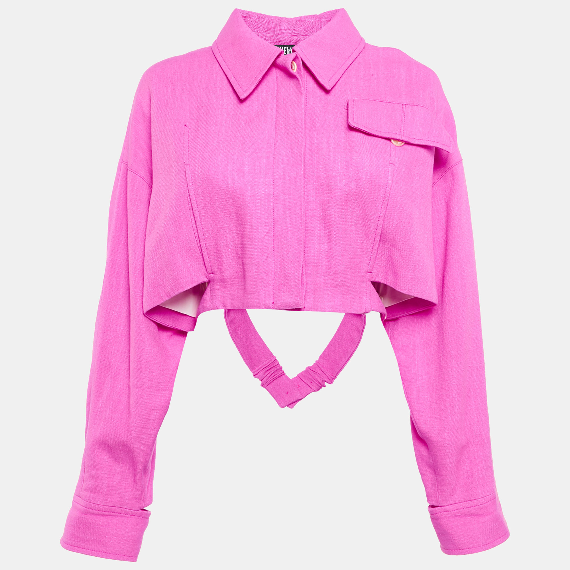 

Jacquemus Pink Linen Blend Cropped Lannee 97 Jacket L