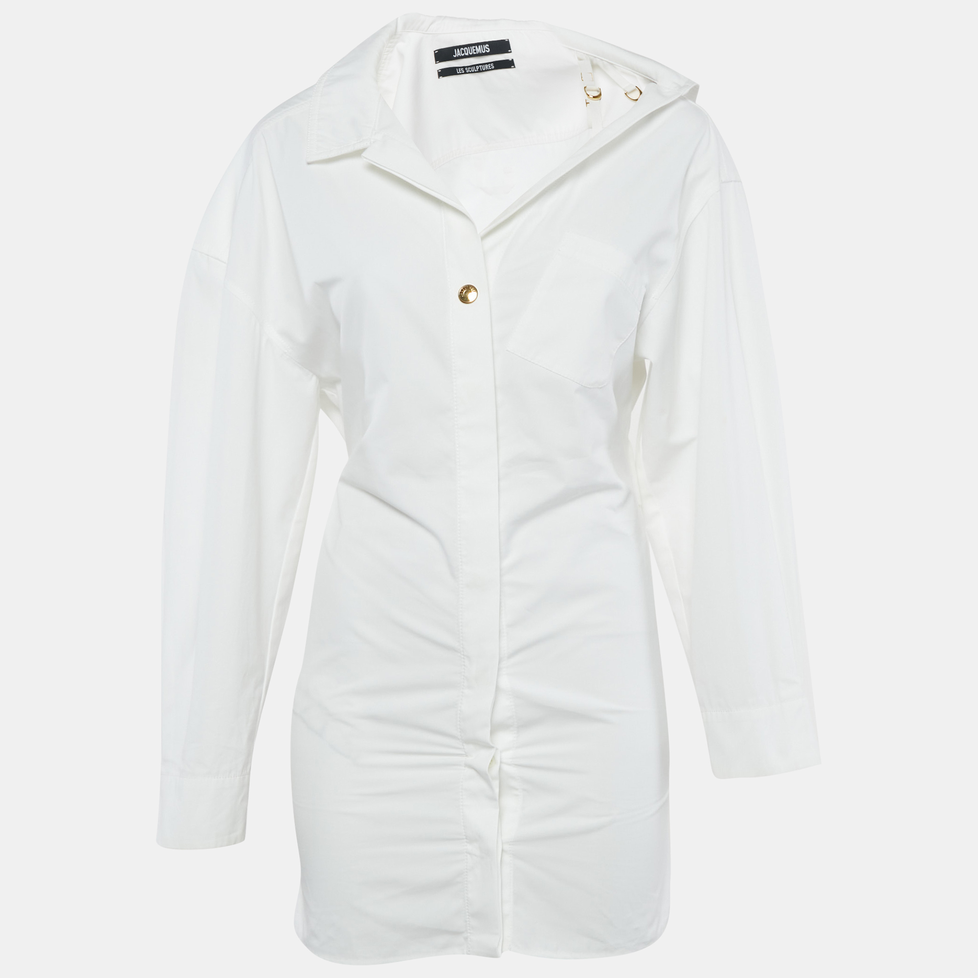 

Jacquemus White Cotton Le Sculptures Mini Shirt Dress XS