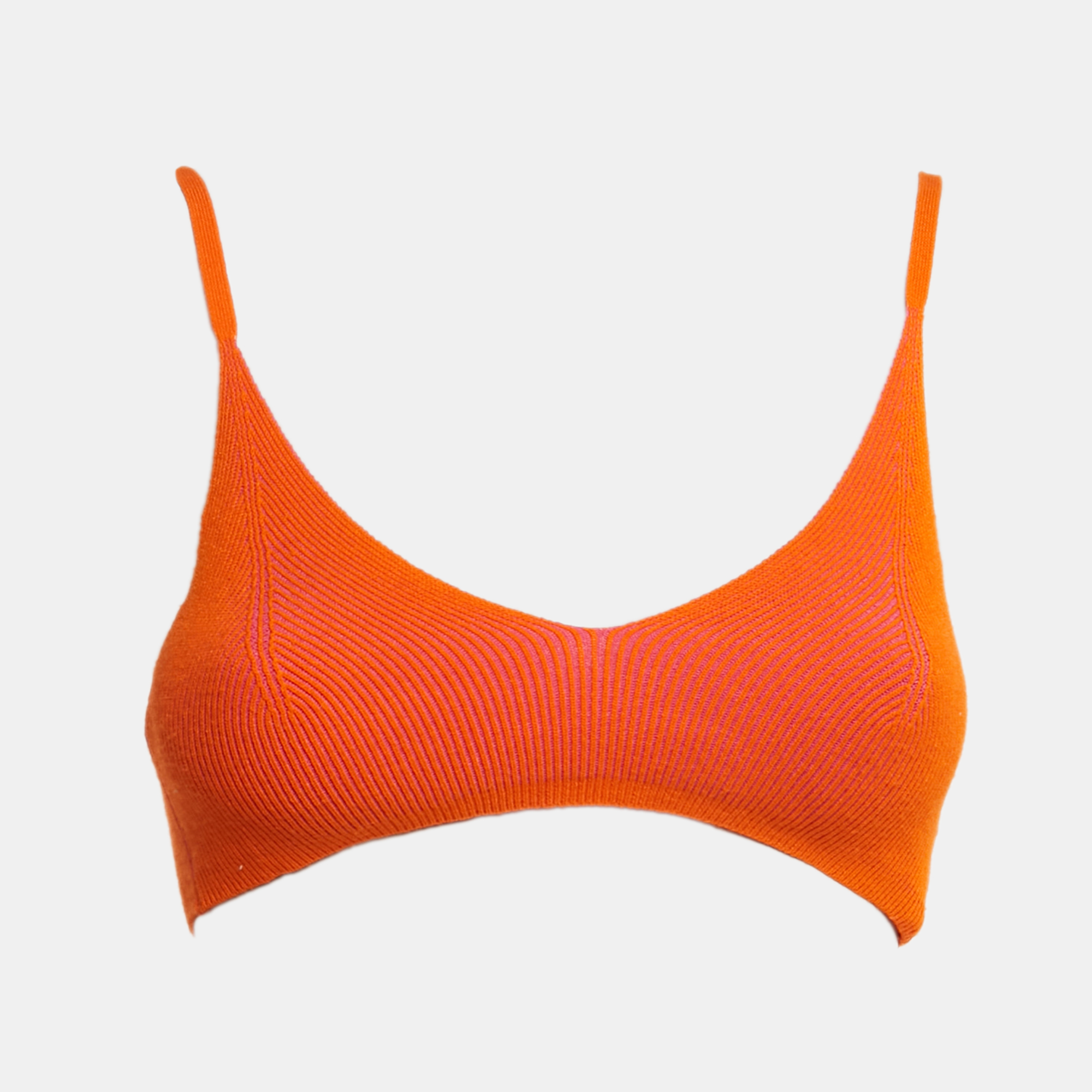 

Jacquemus Orange/Pink Rib Knit V-Neck Bralette Top M