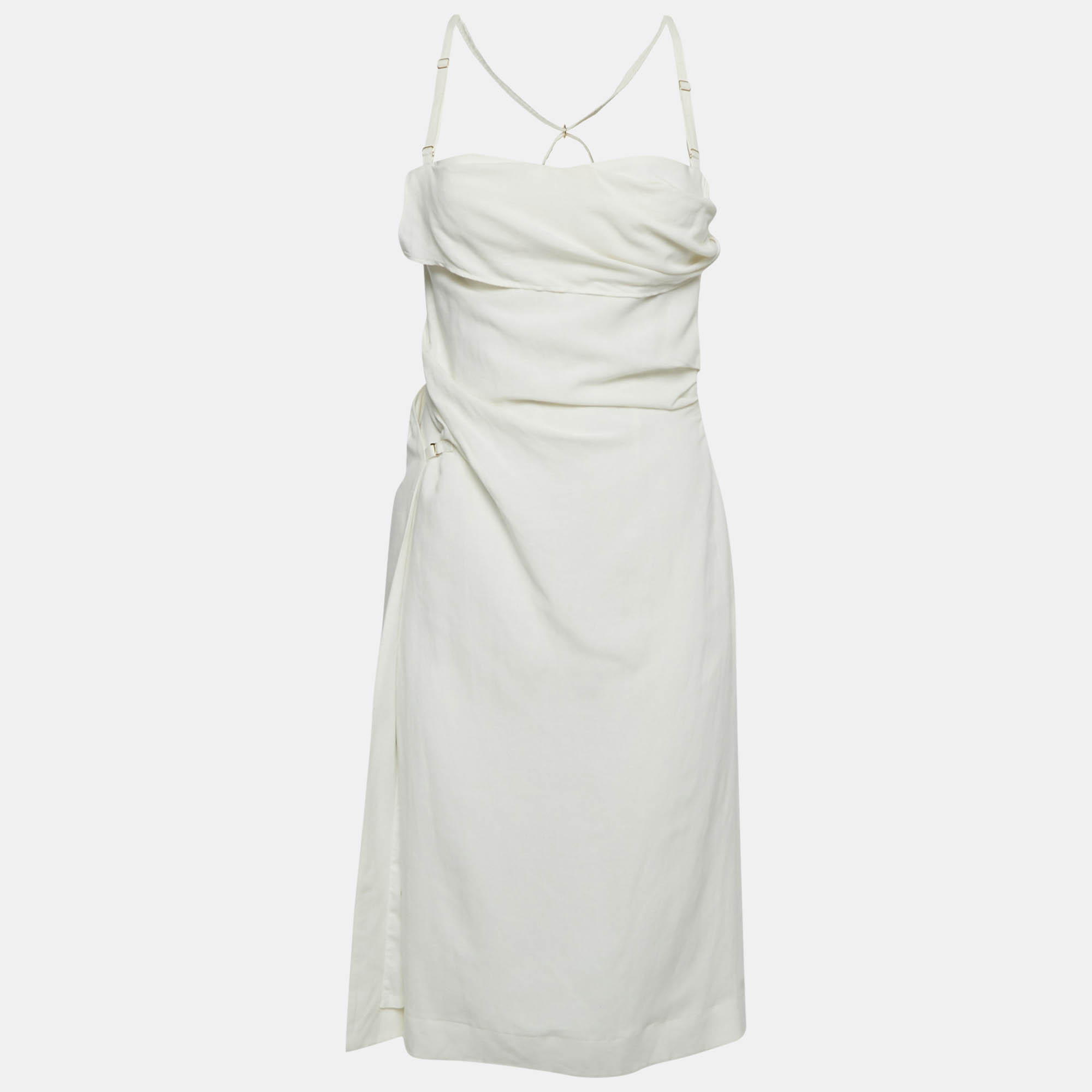 

Jacquemus White Linen Blend La Robe Laurier Dress S, Cream