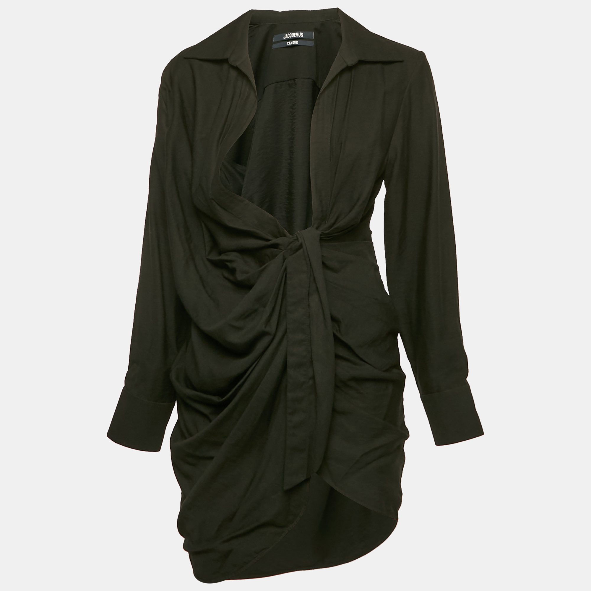 

Jacquemus Black Crepe La Robe Bahia Draped Mini Dress XS