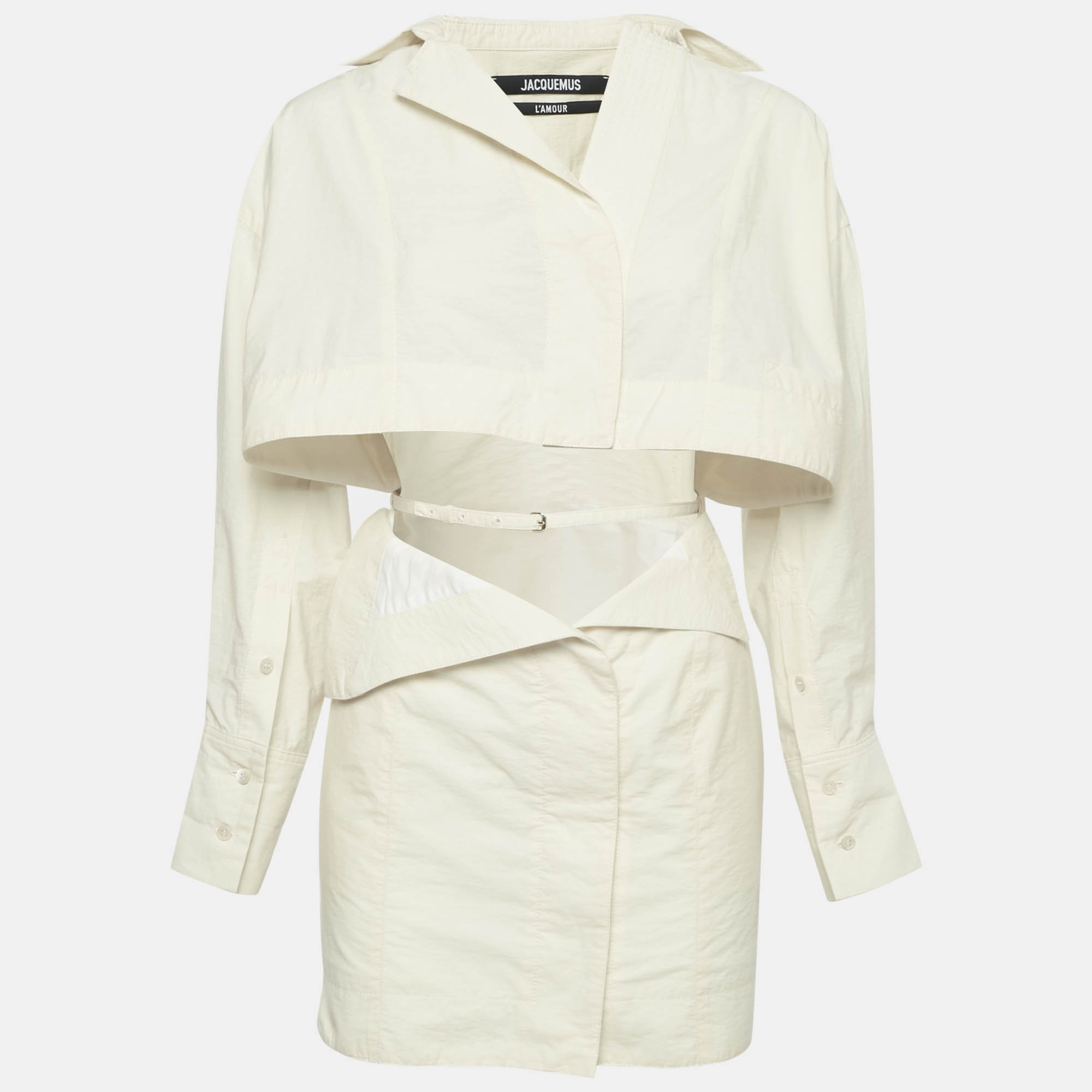 

Jacquemus Cream Cotton Cut-Out Detail L'amour Mini Dress XS