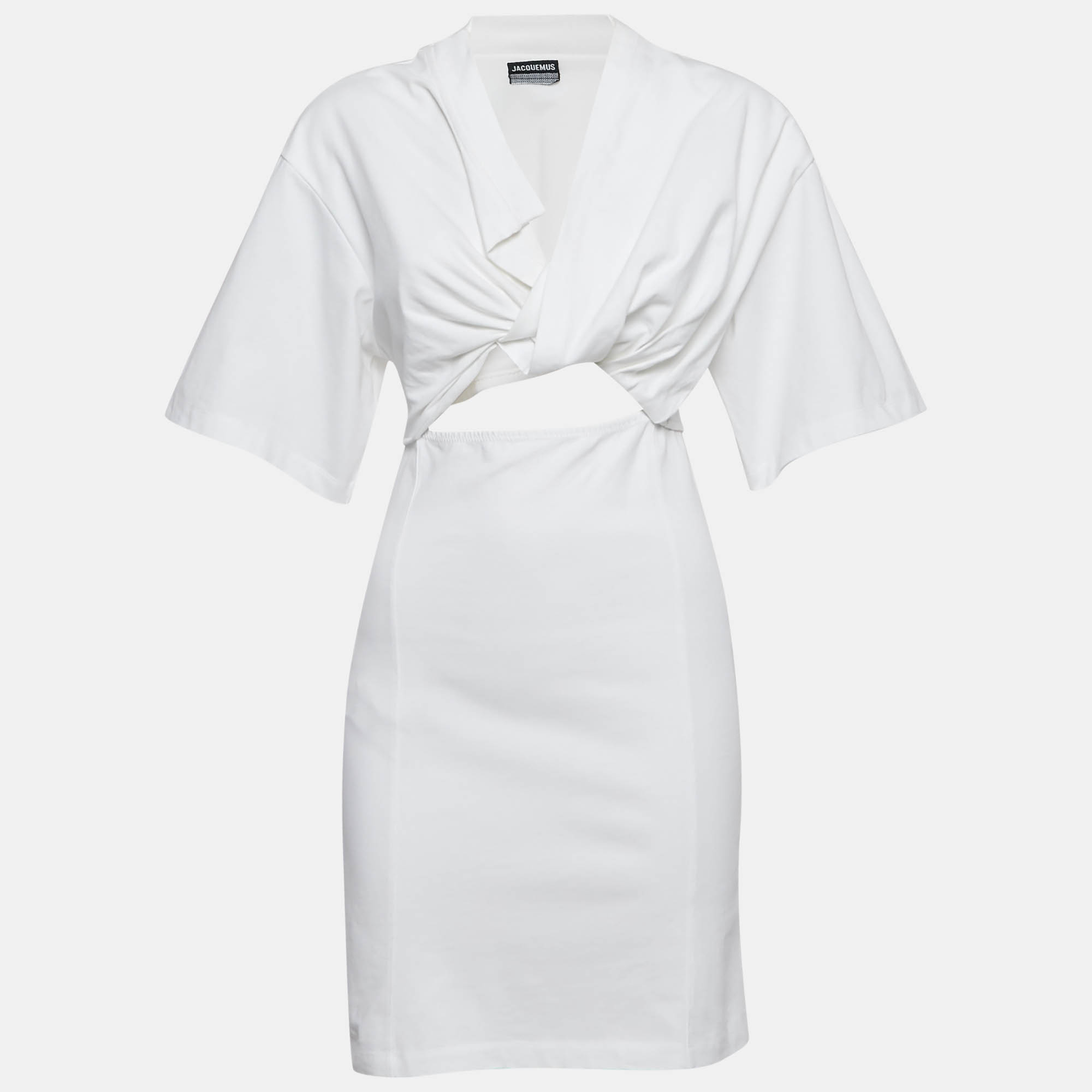 

Jacquemus White Cotton Knit Cut-Out Mini Dress S