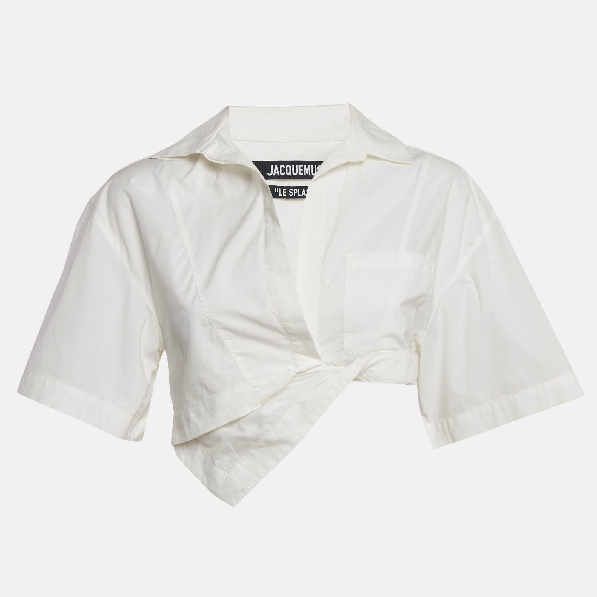 

Jacquemus White Poplin Asymmetric Crop Top S, Pink