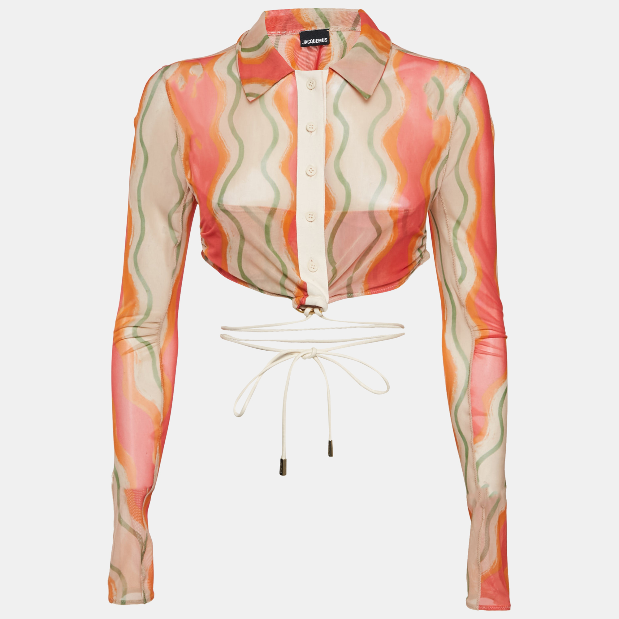 Jacquemus Multicolor Mesh Le Raphia La Chemise Abaca Crop Top L