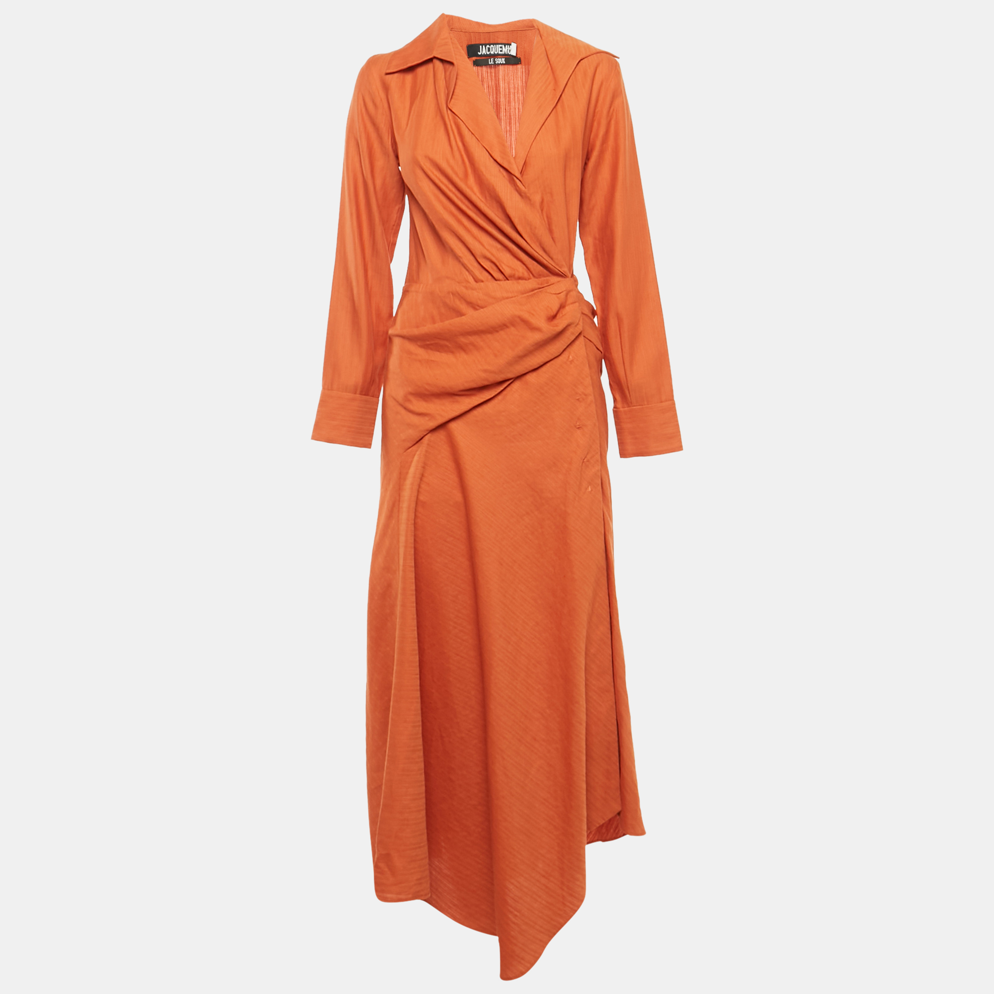 

Jacquemus Orange Linen Blend Le Souk Wrap Dress M