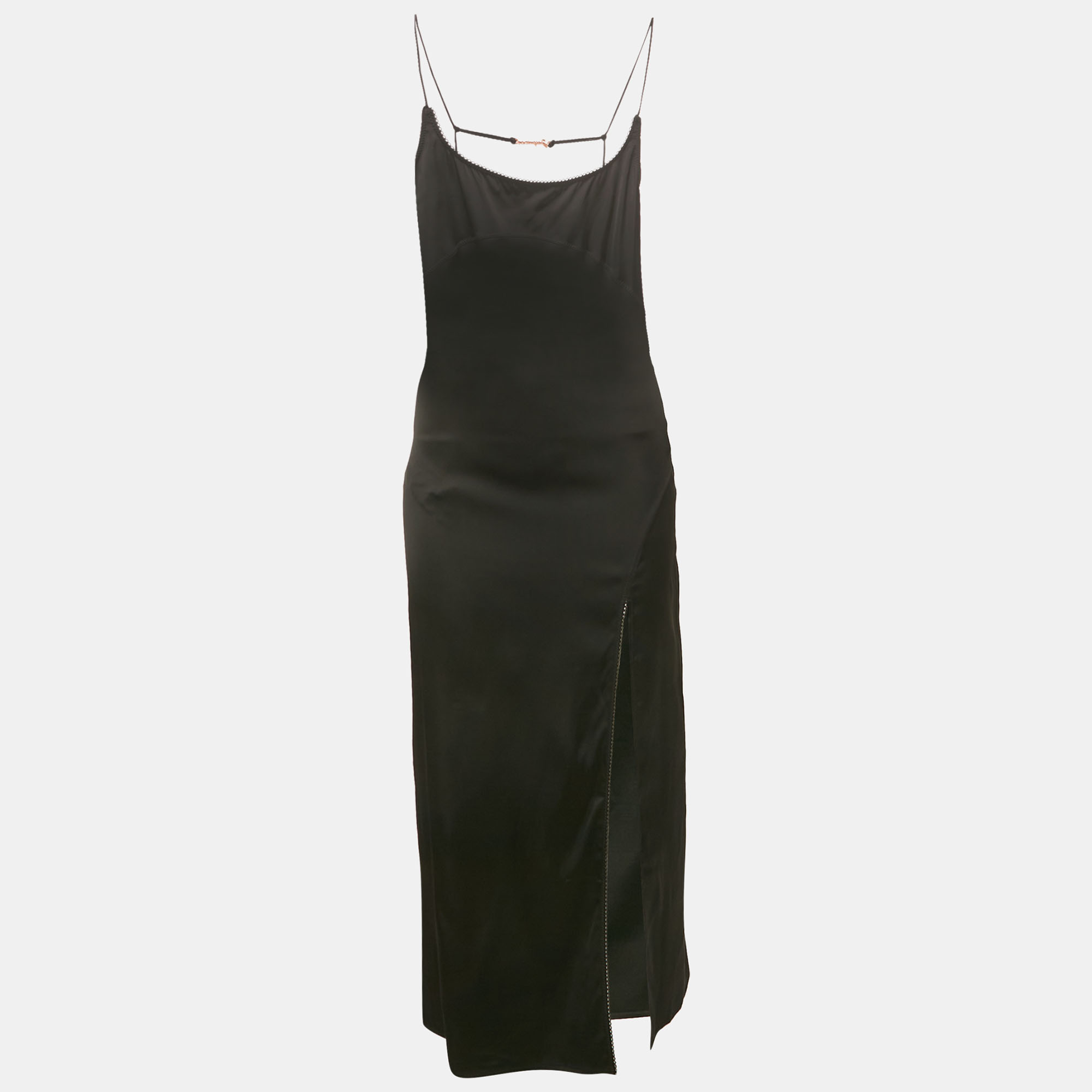 

Jacquemus Black Satin Sleeveless Slip Dress S