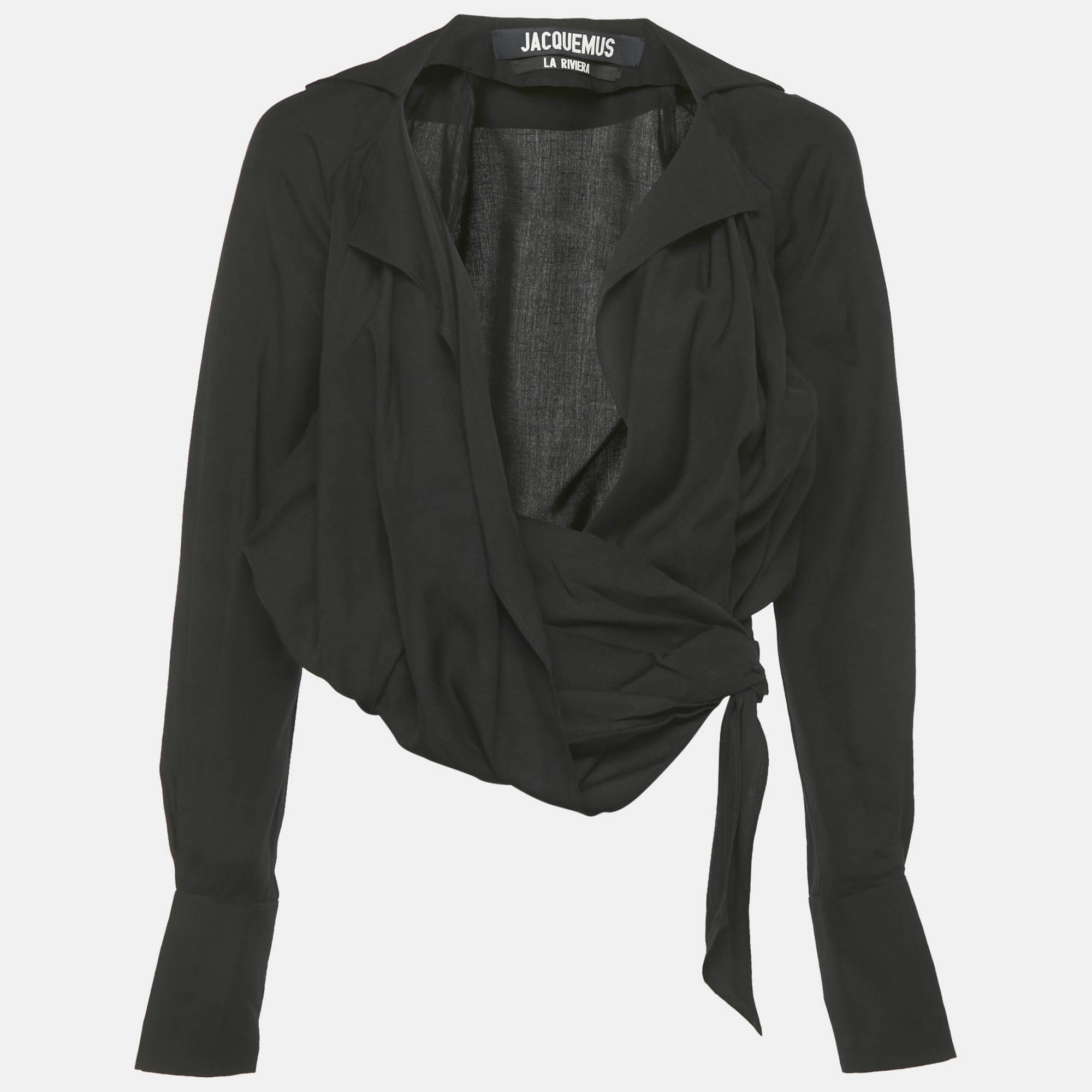 

Jacquemus La Riviera Black Tie Detail Wrapped Crop Top S