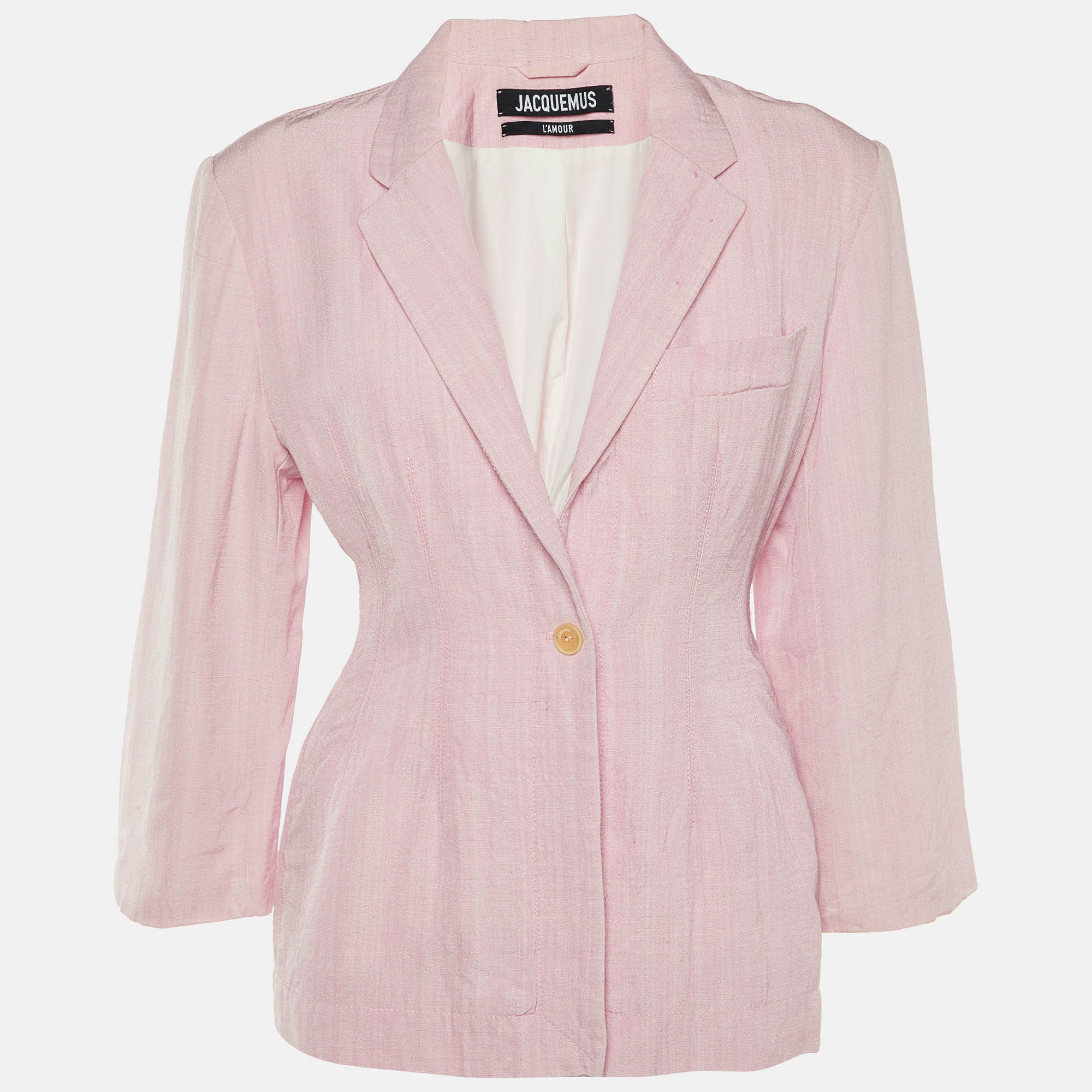 Pre-owned Jacquemus Pink Silk Blend Button Front Blazer S