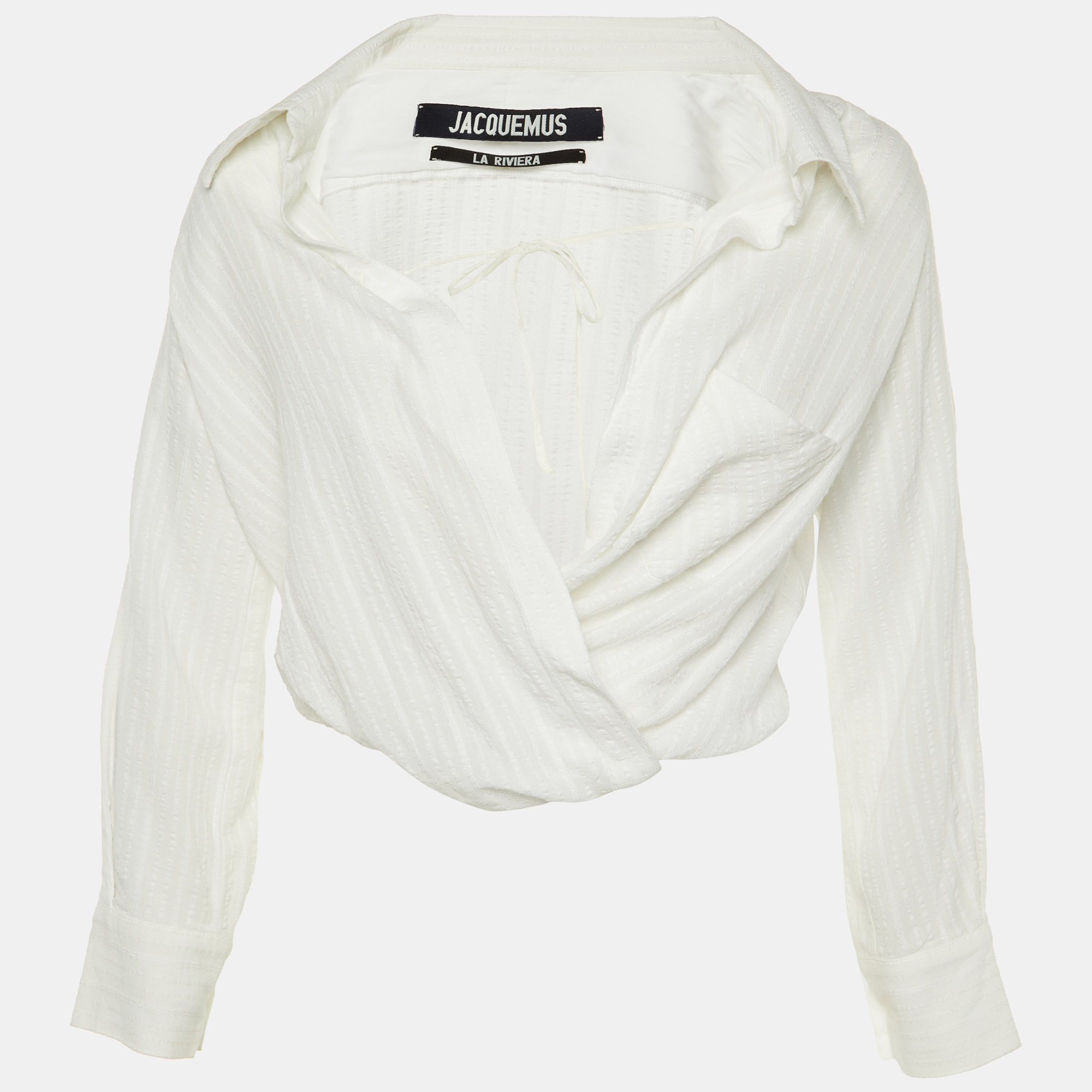 

Jacquemus White Textured Viscose Wrap Top S
