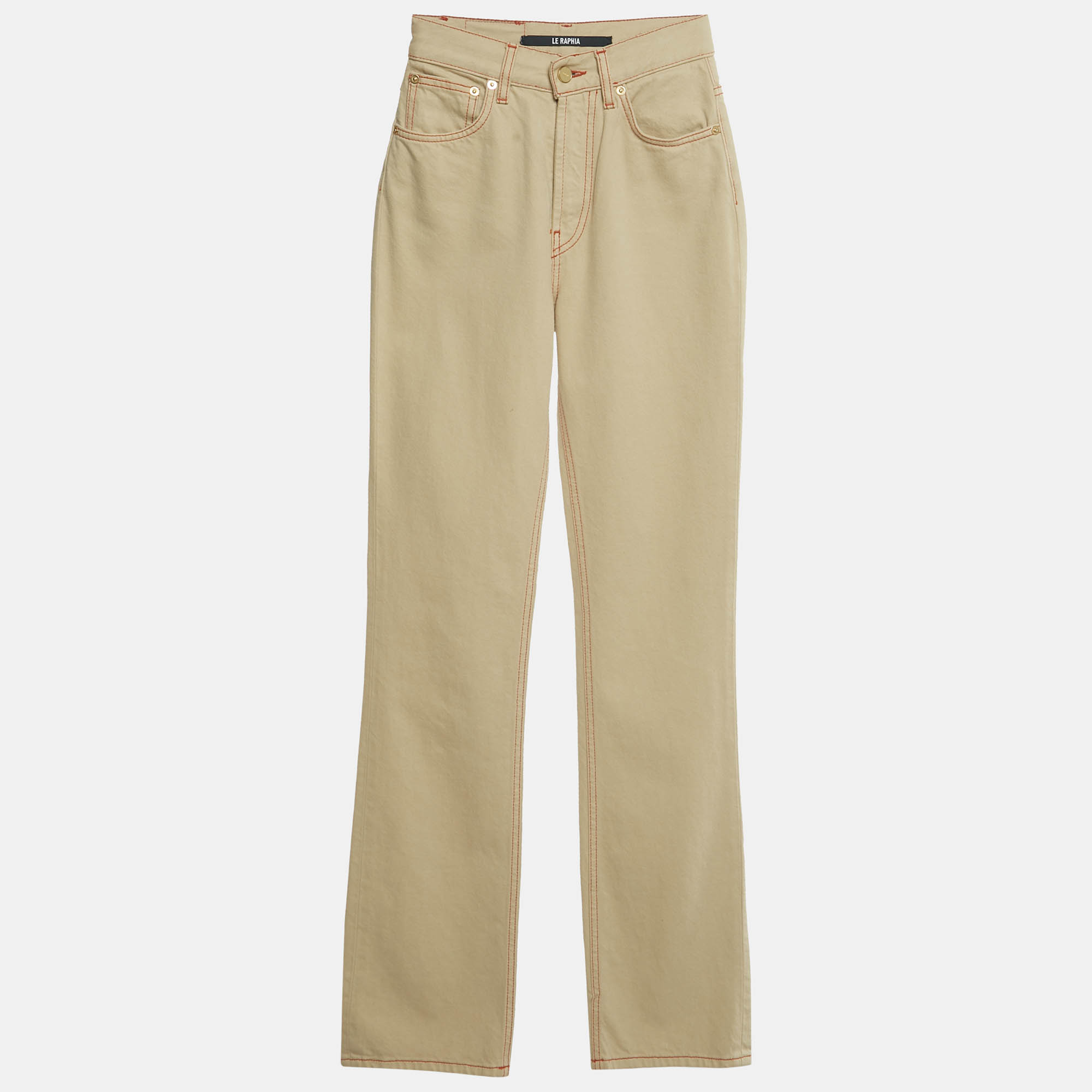 Pre-owned Jacquemus Beige Denim Le Raphia High Waist Le De Nîmes Jeans S Waist 24" In Sand