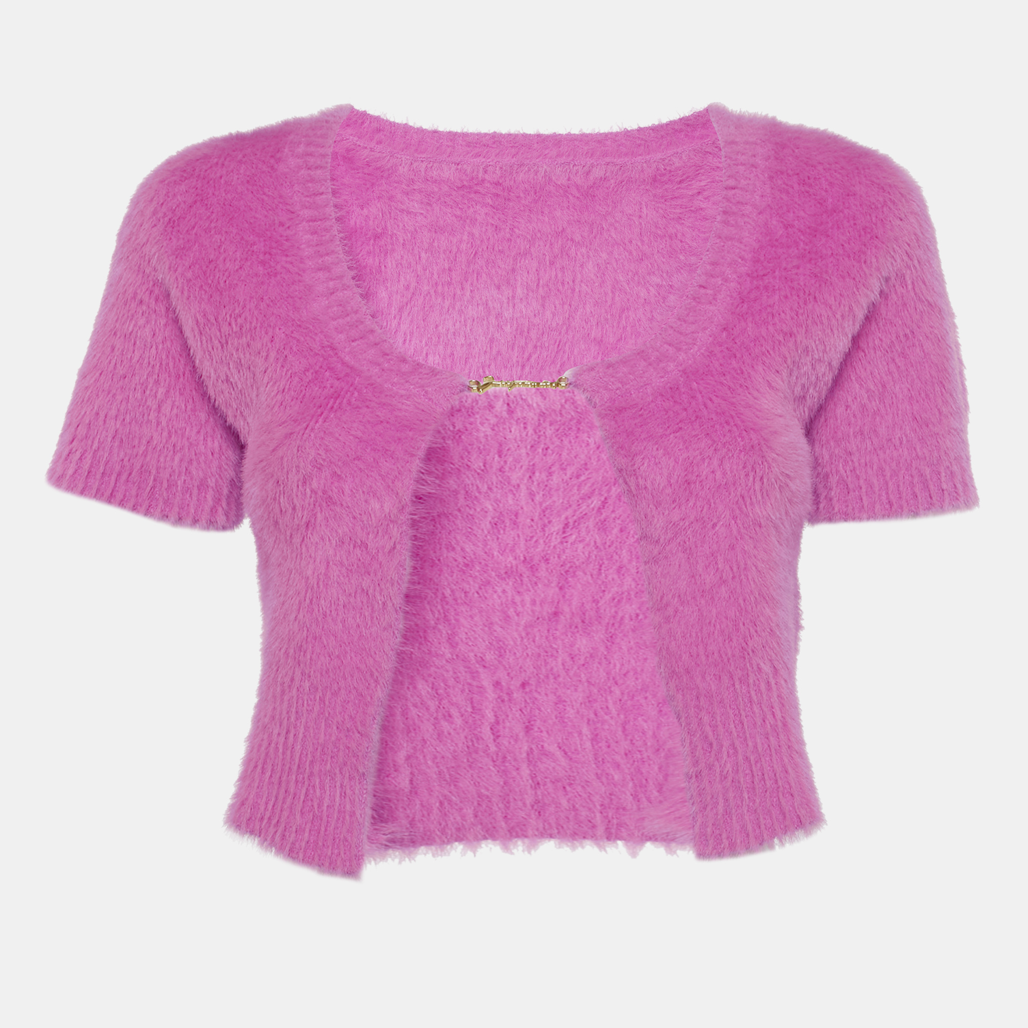 

Jacquemus Pink Faux Fur Logo-Detail La Maille Neve Crop Top L
