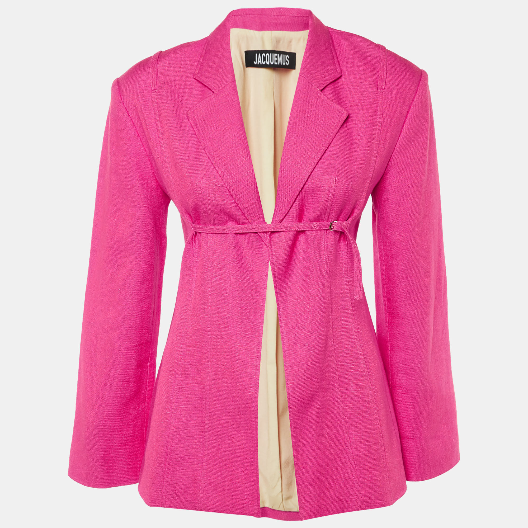 Pre-owned Jacquemus Fuchsia Pink Linen La Veste Sauge Jacket S
