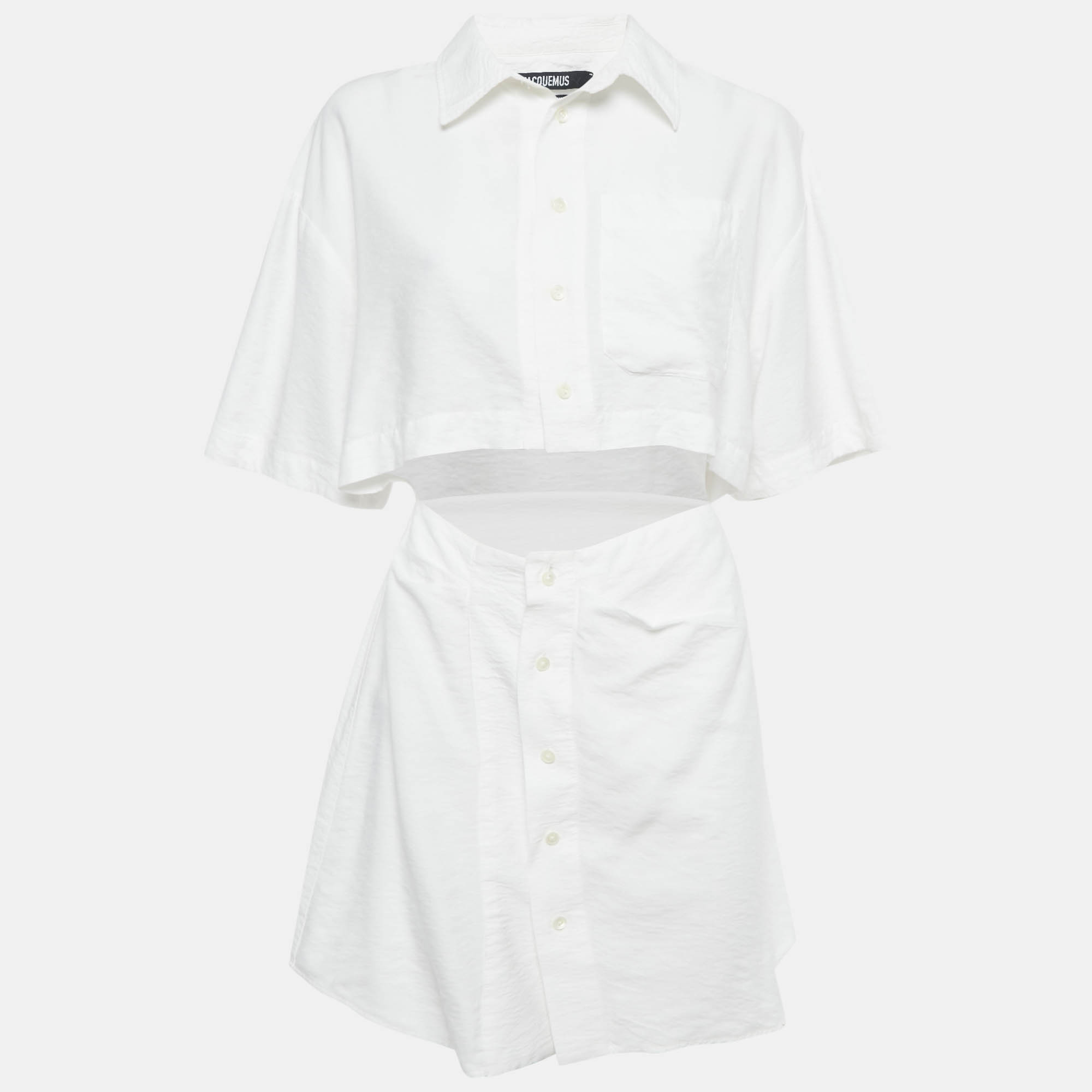 Pre-owned Jacquemus White Crepe Cut-out Mini Dress M