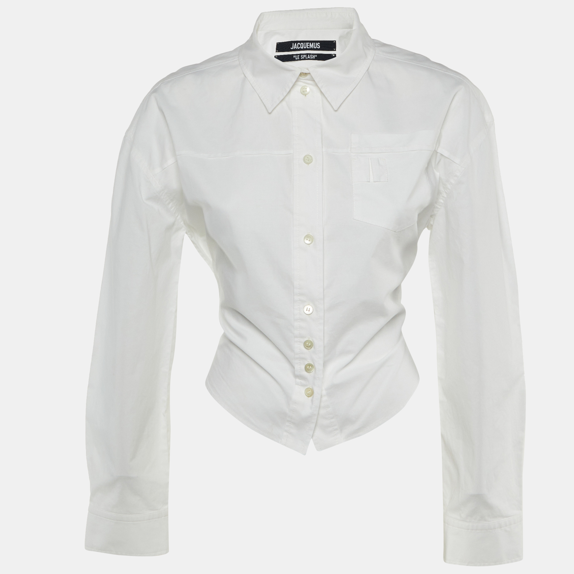Pre-owned Jacquemus White Cotton Le Splash Crop Top S