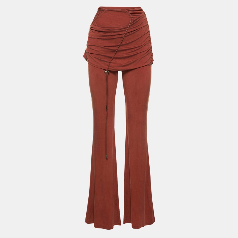 

Jacquemus Burnt Orange Jersey Ruched Overlay Espelho Drawcord Trousers S, Brown