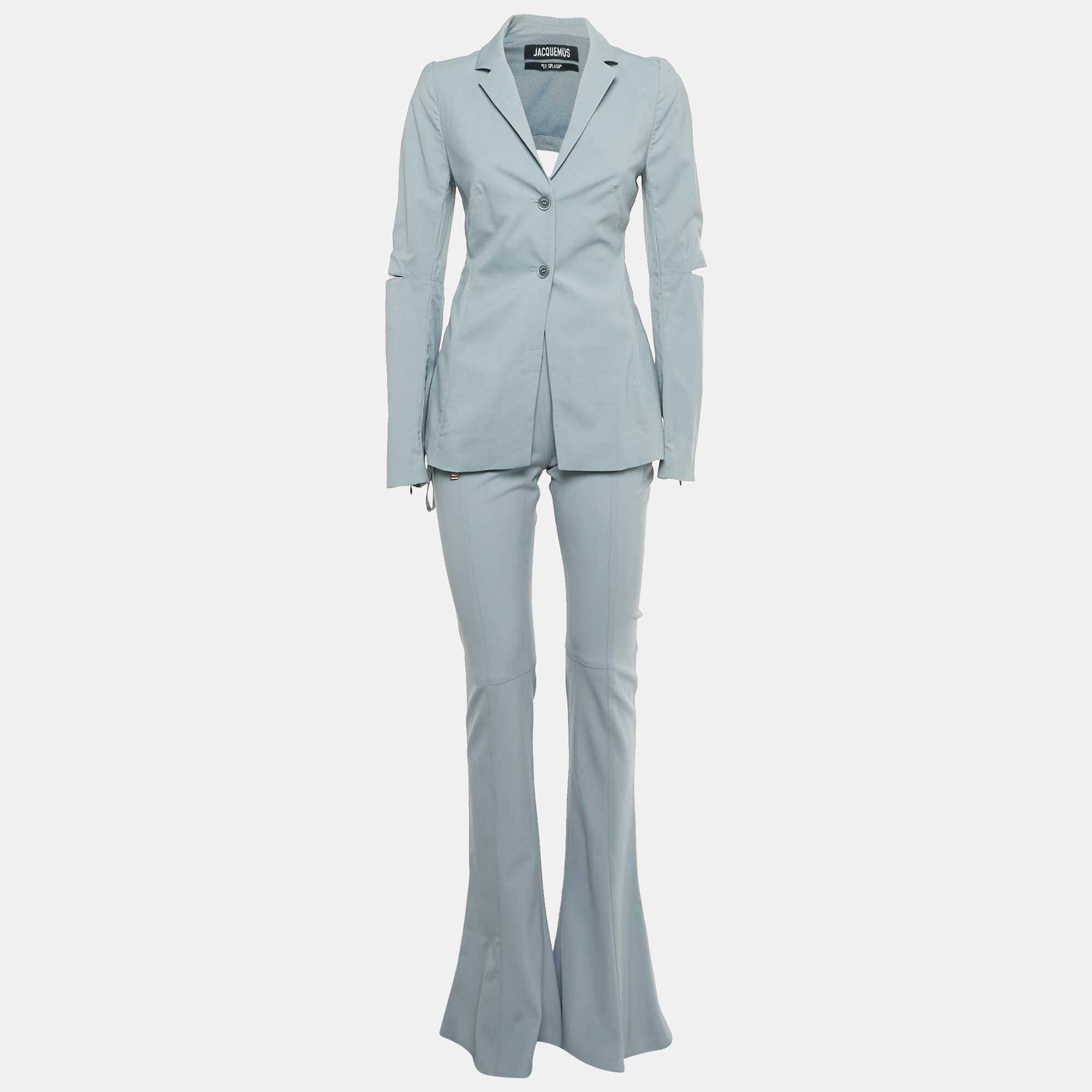 Pre-owned Jacquemus Light Blue Wool Cut Out Le Splash Blazer & Pants Set S
