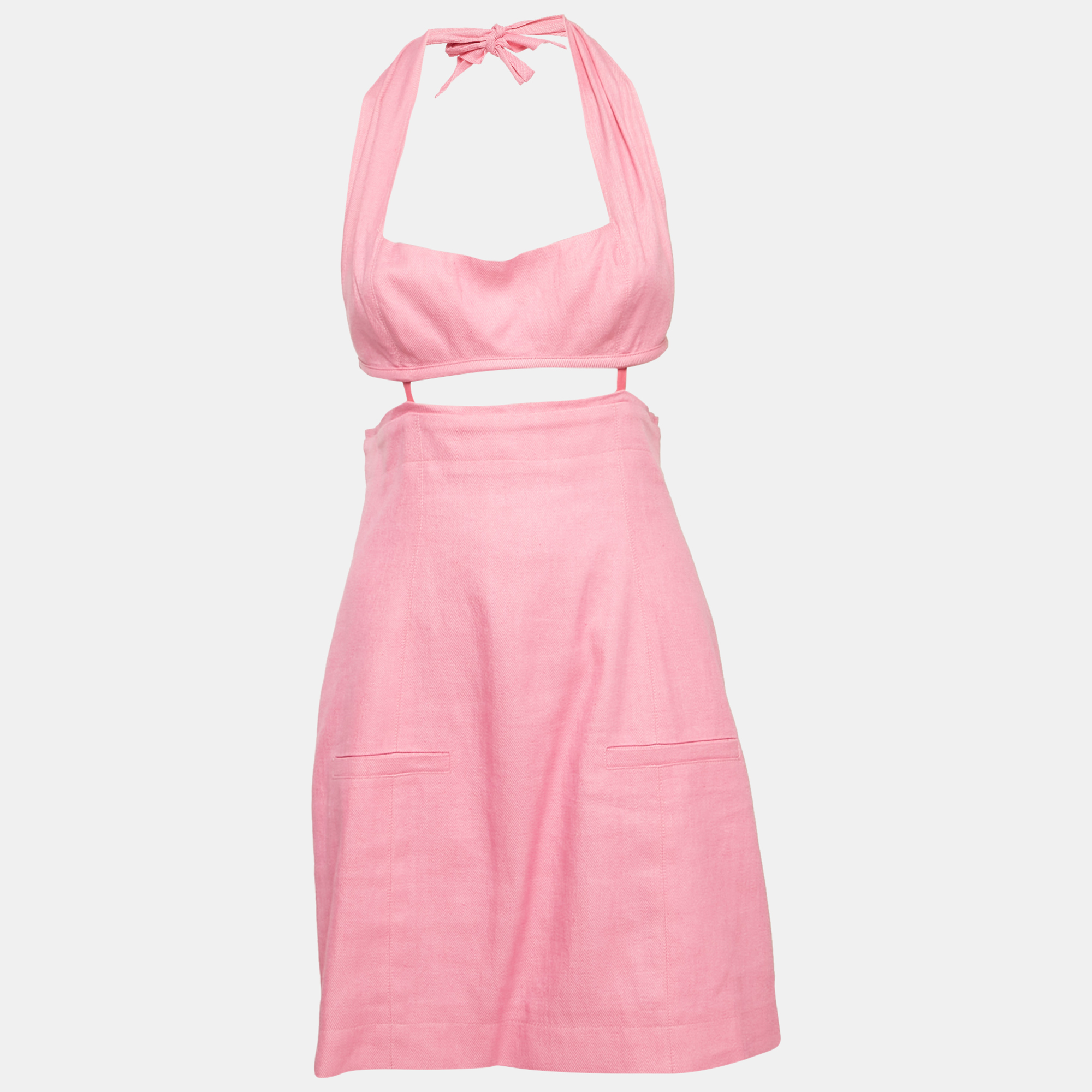 

Jacquemus Pink Linen Blend Cut-Out La Robe Limao Mini Dress M