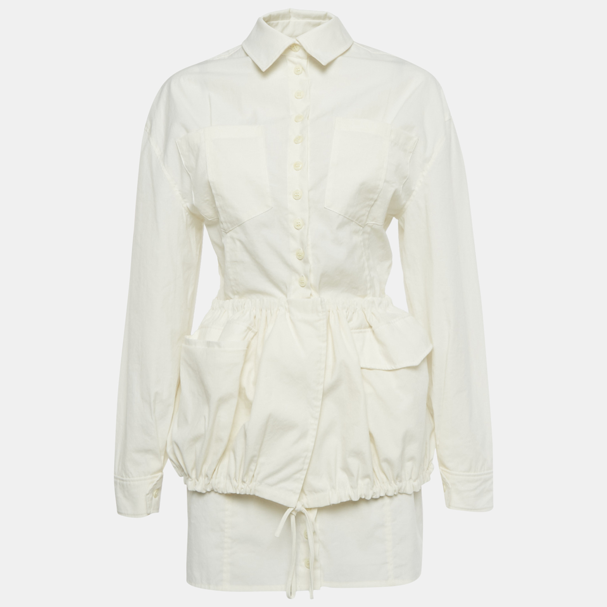 JACQUEMUS Pre-owned Ivory Crepe Layered Le Coup De Soleil Mini Dress M In Yellow