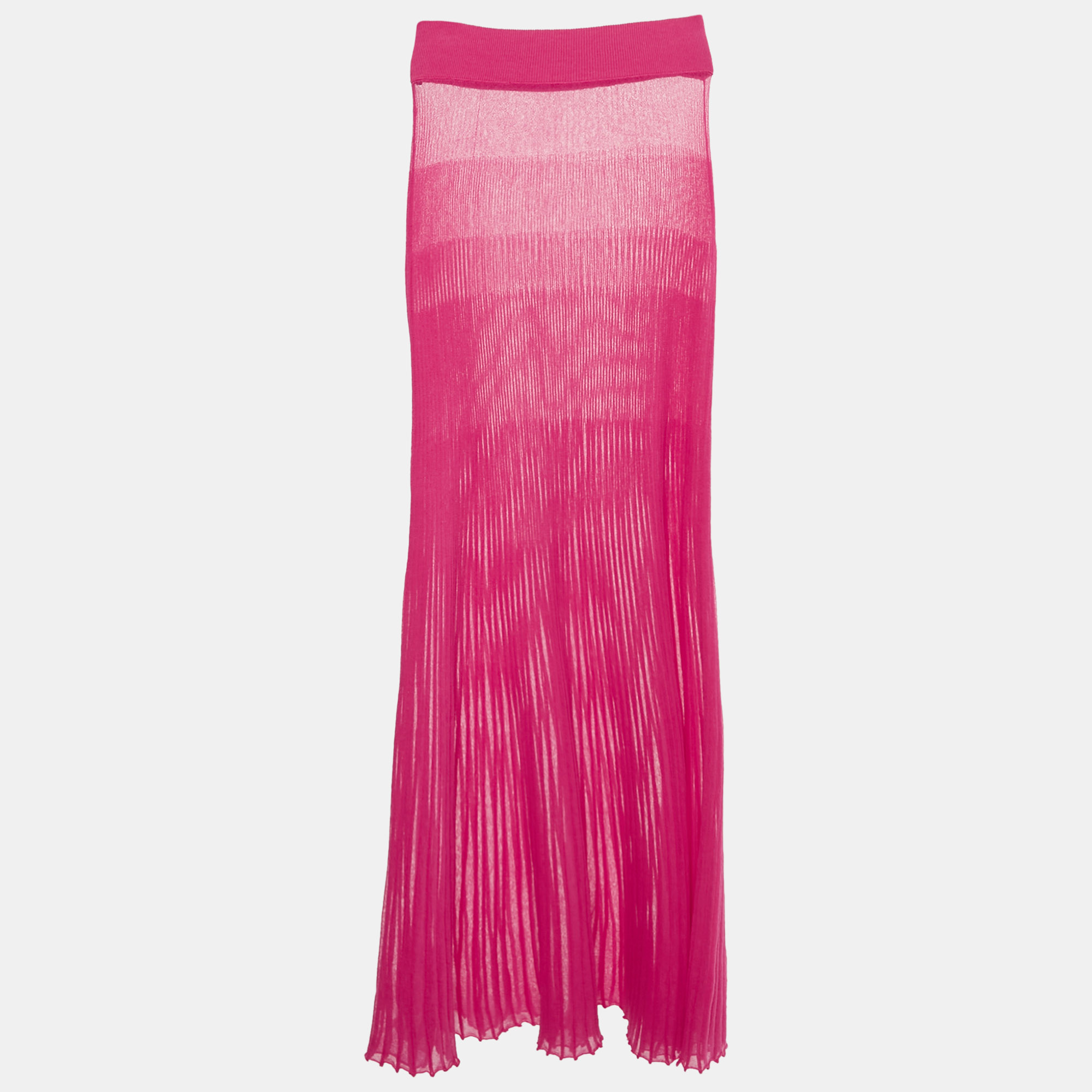 Pre-owned Jacquemus Pink Rib Knit Maxi Skirt M