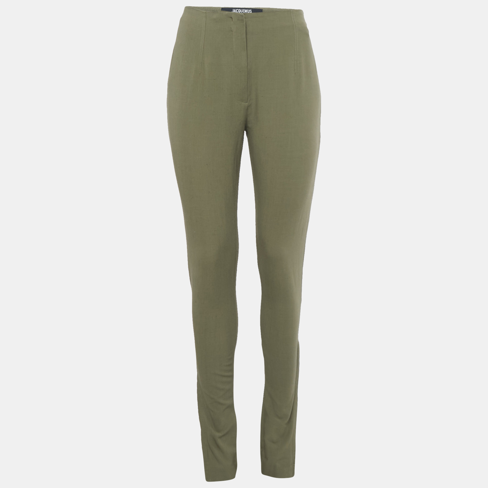 Pre-owned Jacquemus Green Linen Blend Skinny Trousers M