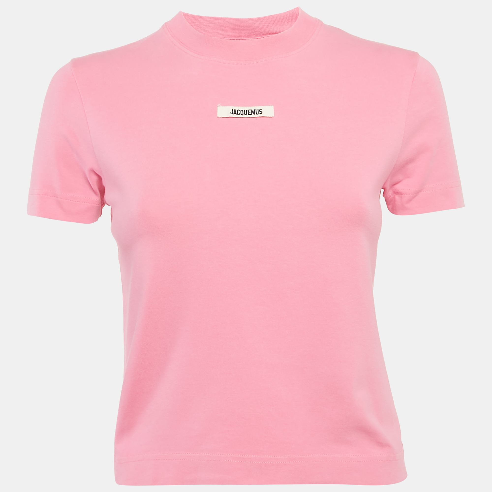 

Jacquemus Pink Logo Plaque Cotton Knit T-Shirt S